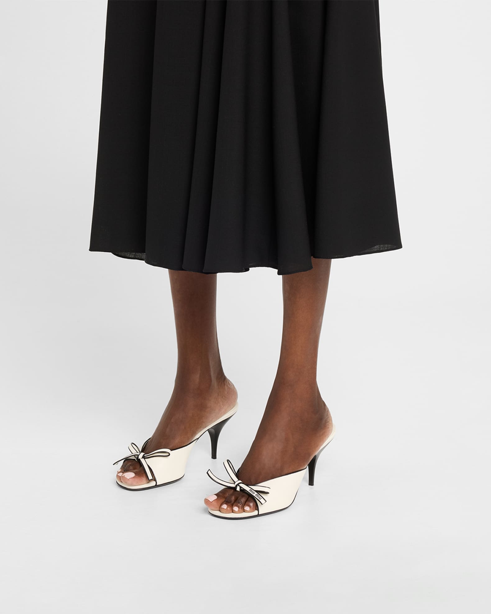 Nappa Leather Bow Mule Sandals 1