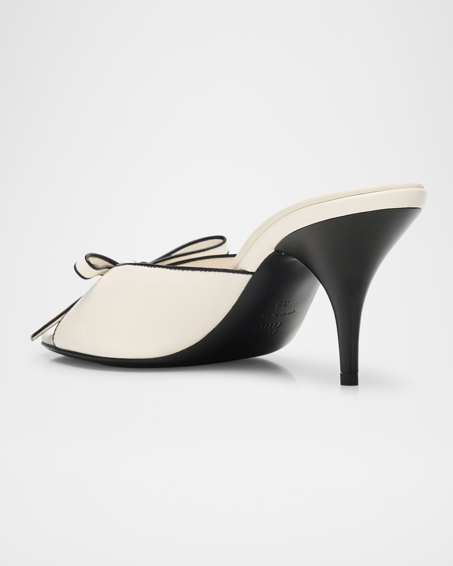 Miu Miu Nappa Leather Bow Mule Sandals | Neiman Marcus