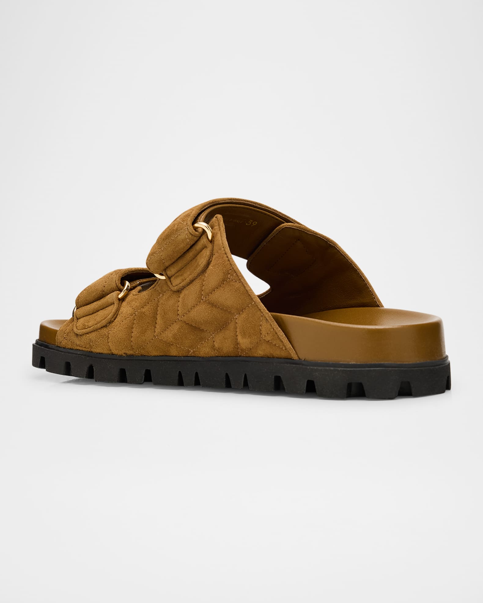 サンダル・ミュール MIU MIU Mustard Suede Slippers Miu Miu Quilted Suede Dual-Grip Comfort Sandals | Neiman Marcus