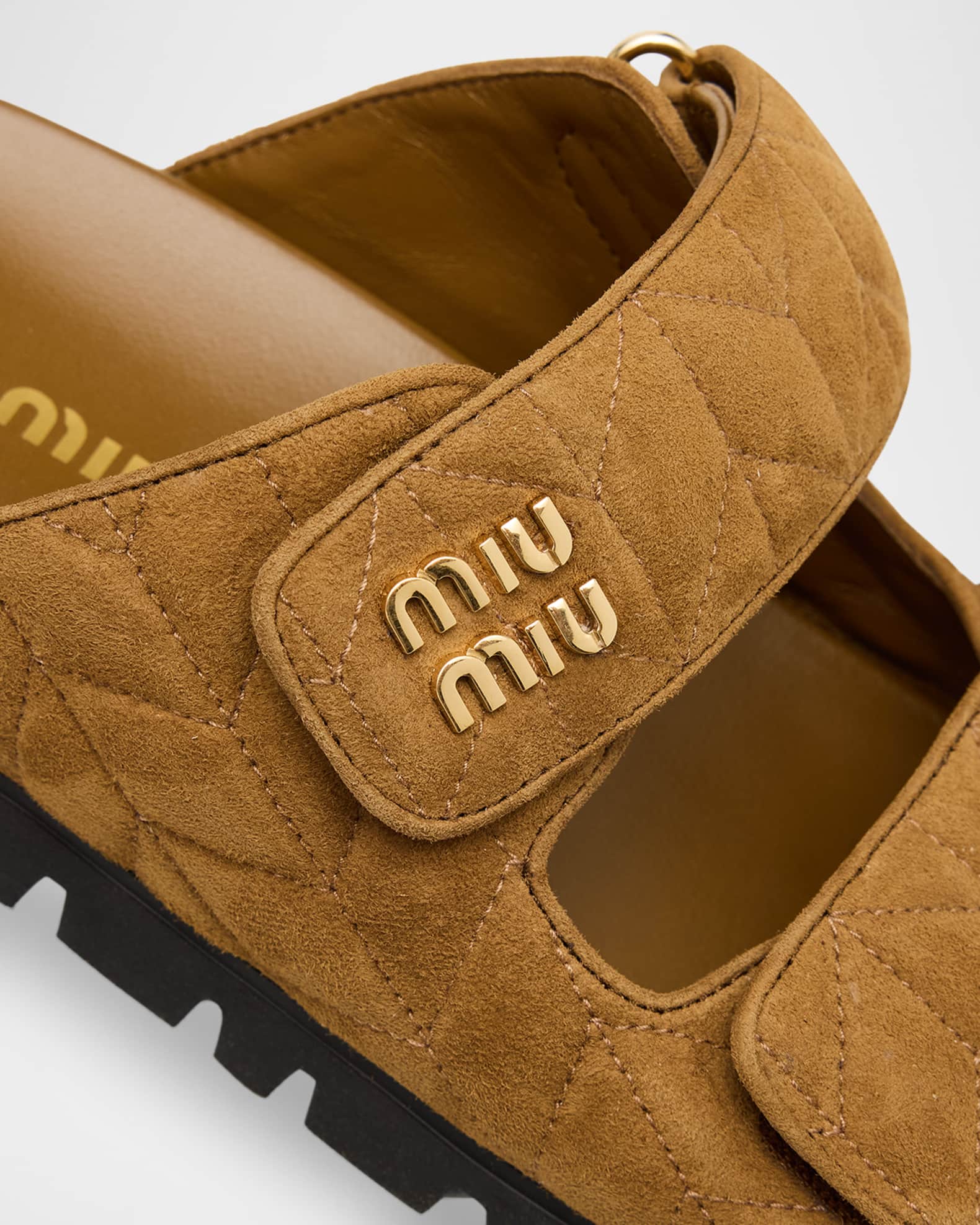 Miu Miu Quilted Suede Dual-Grip Comfort Sandals | Neiman Marcus
