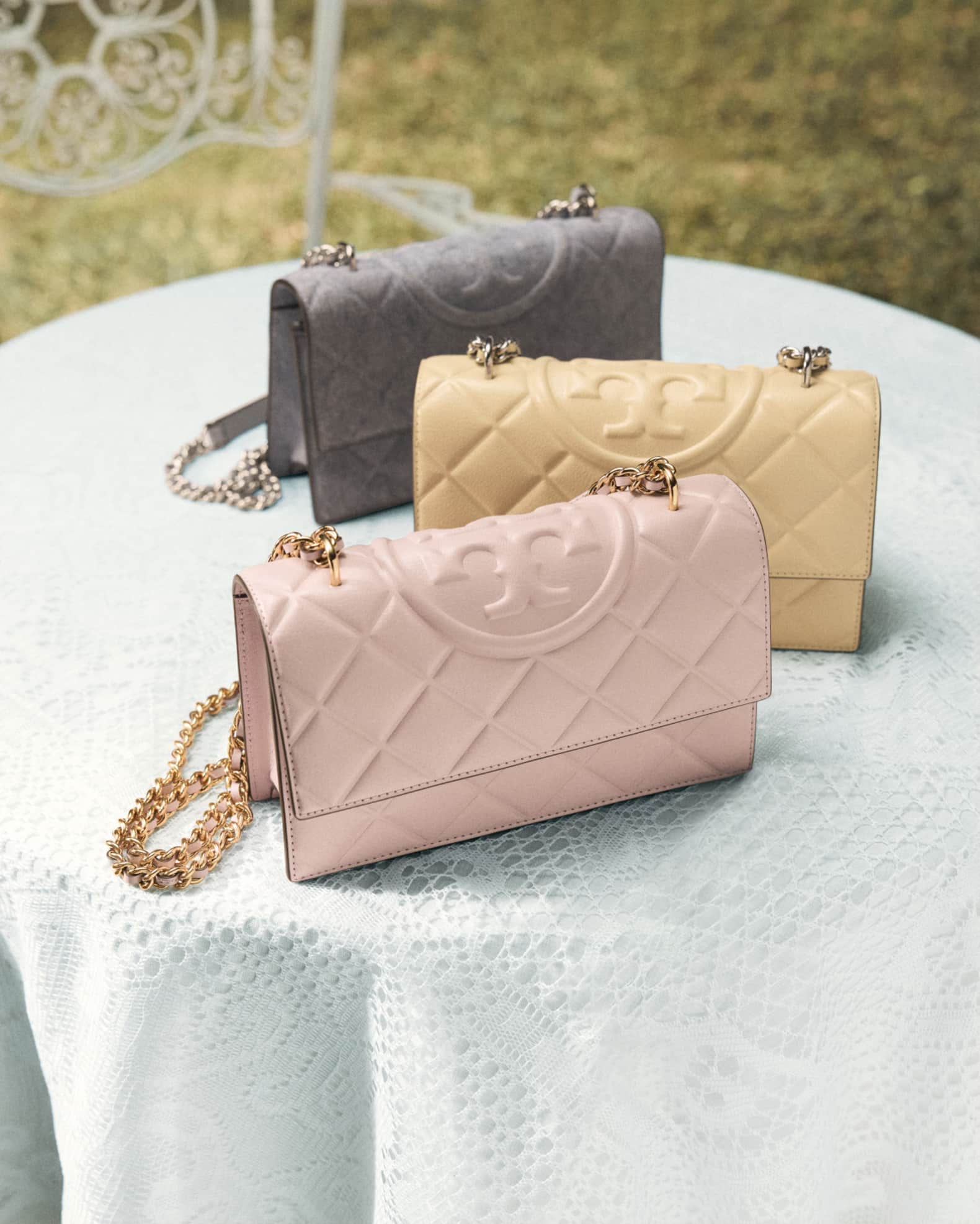 Tory Burch Fleming Small Convertible Denim Shoulder Bag | Neiman