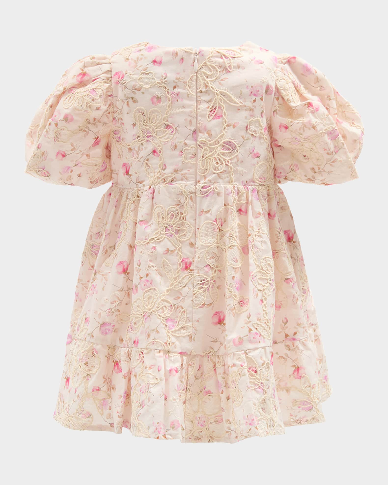 Girl's Marcela Embroidered Floral-Print Dress, Size 6M-3  1