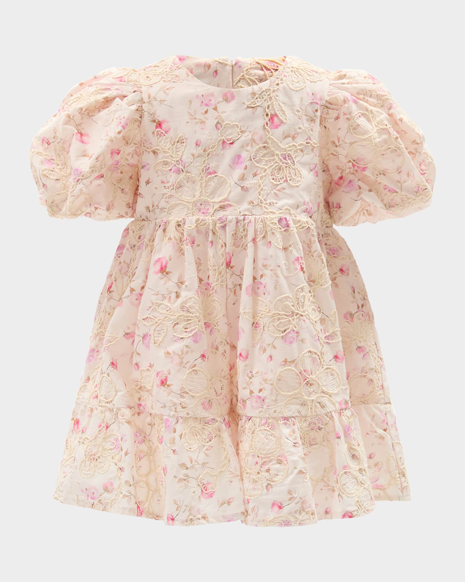 Girl's Marcela Embroidered Floral-Print Dress, Size 6M-3  0