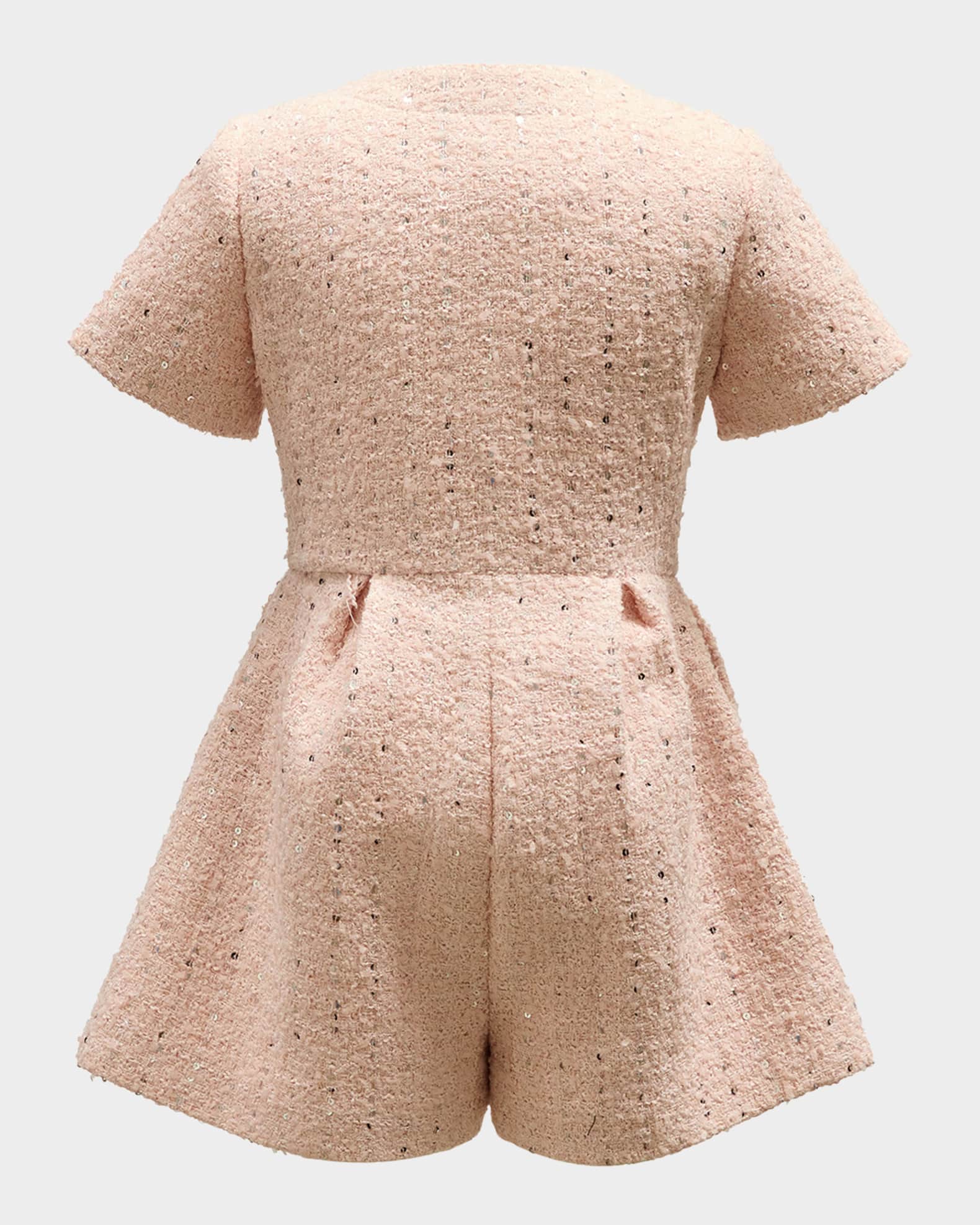Girl's Pleated Sequin Boucle Playsuit, Size 4-14 1