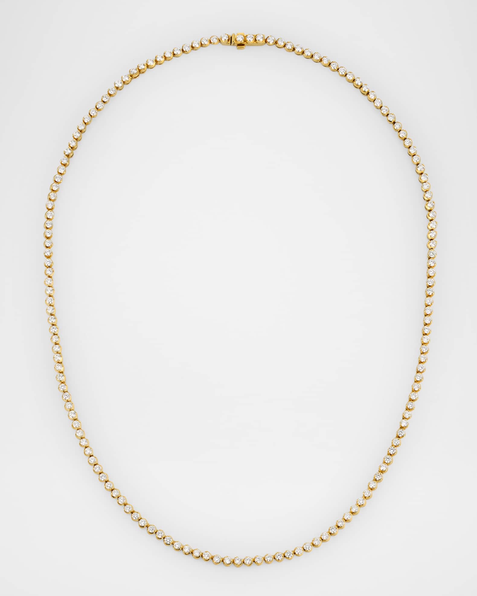 18K Yellow Gold Diamond Tennis Necklace 0