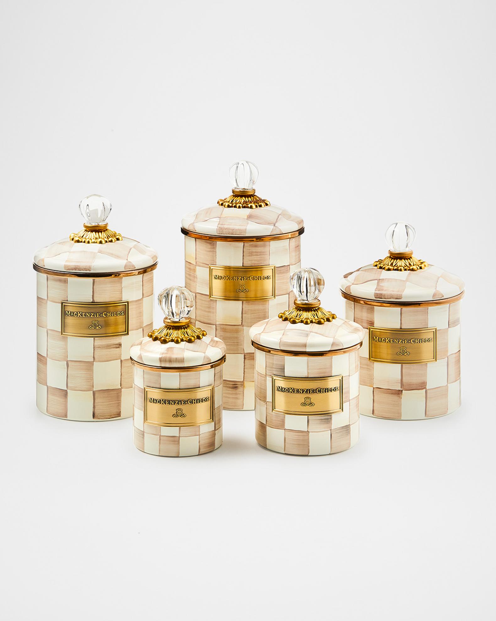 Mocha Check Canisters | Neiman Marcus
