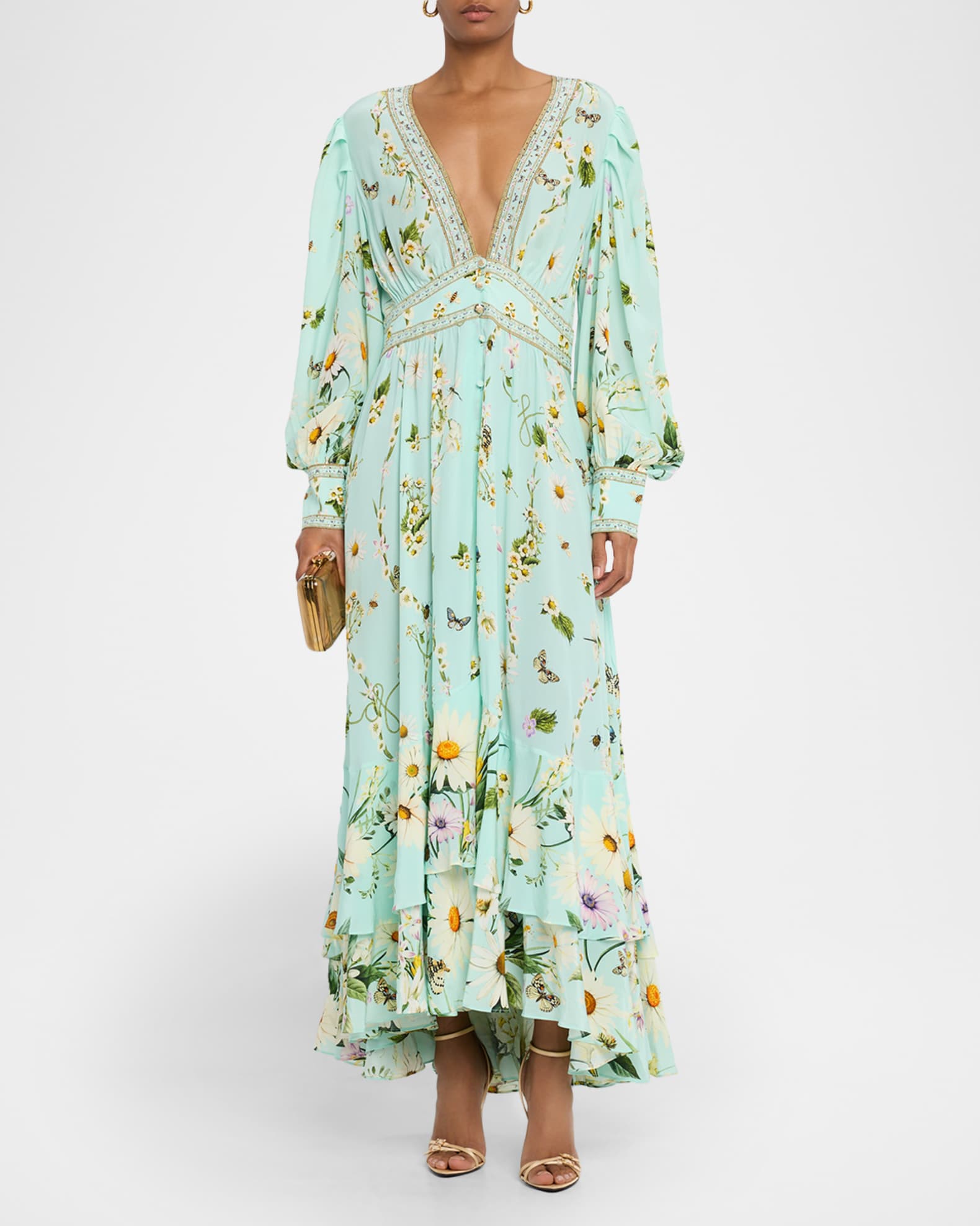 Floral Freefall Long Button-Front Dress 1