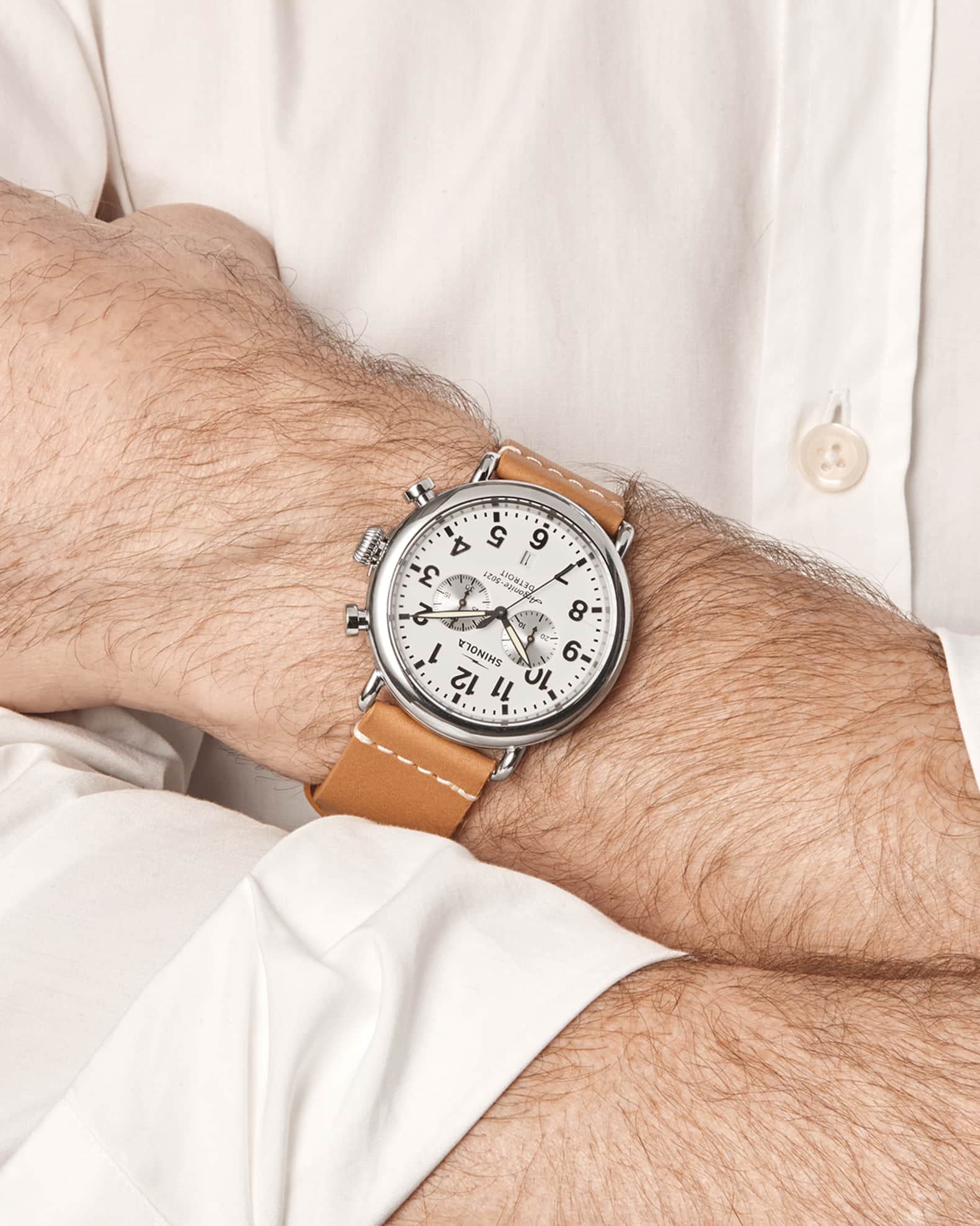 Men's The Runwell Chronograph Leather-Strap Watch, 47mm 1