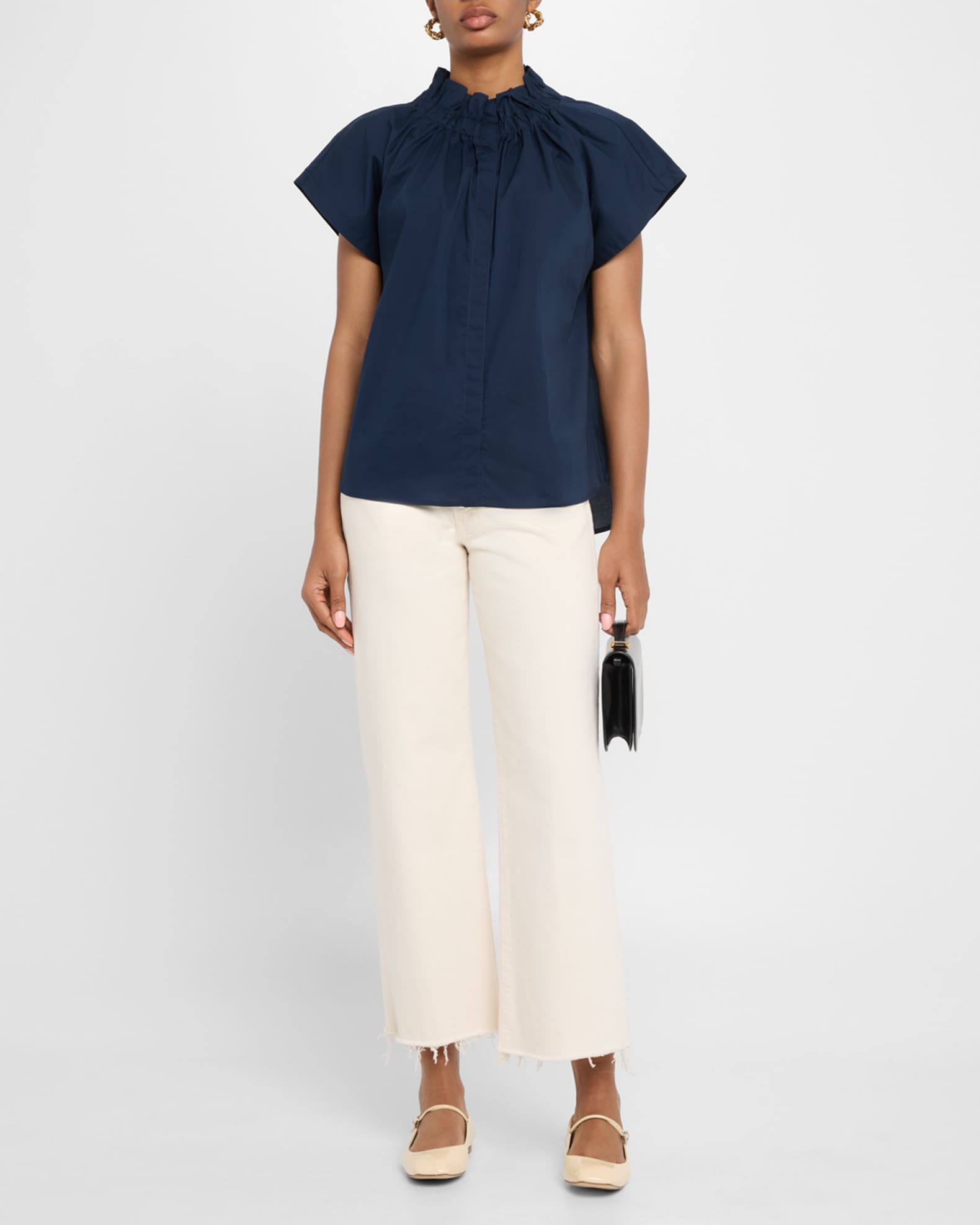 Jenny Ruched Silky Poplin Top 1