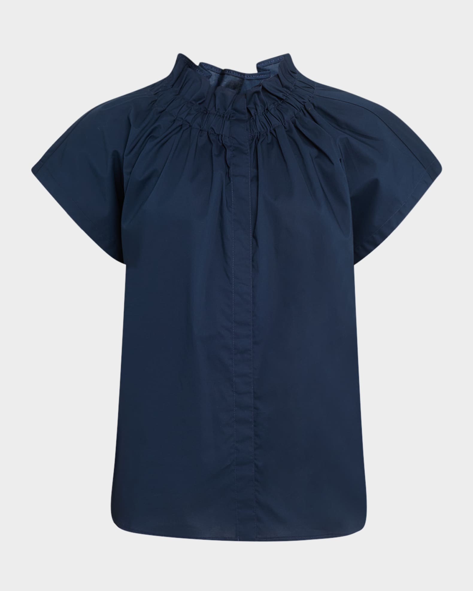 Jenny Ruched Silky Poplin Top 0