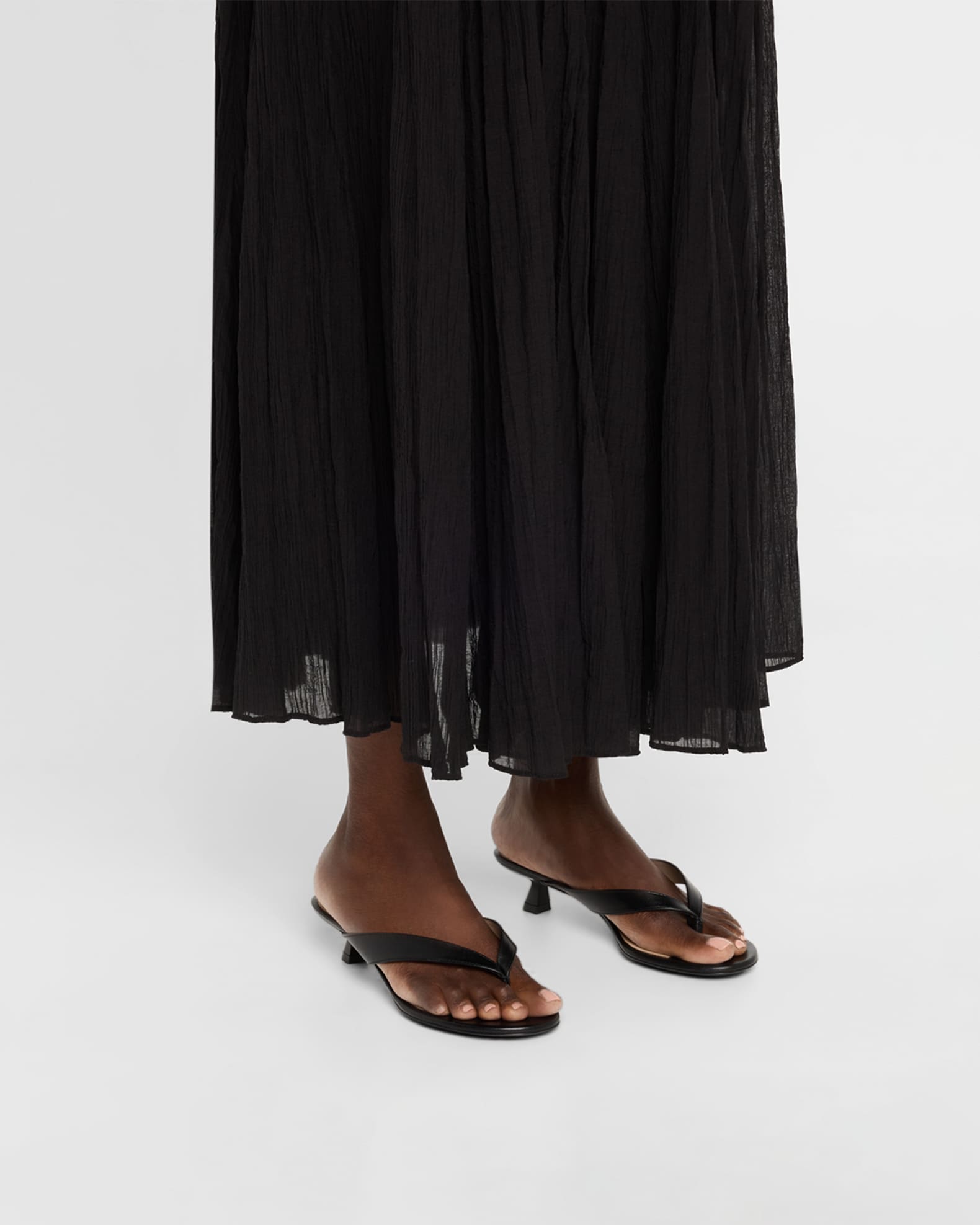 Rio Leather Kitten-Heel Thong Sandals 1