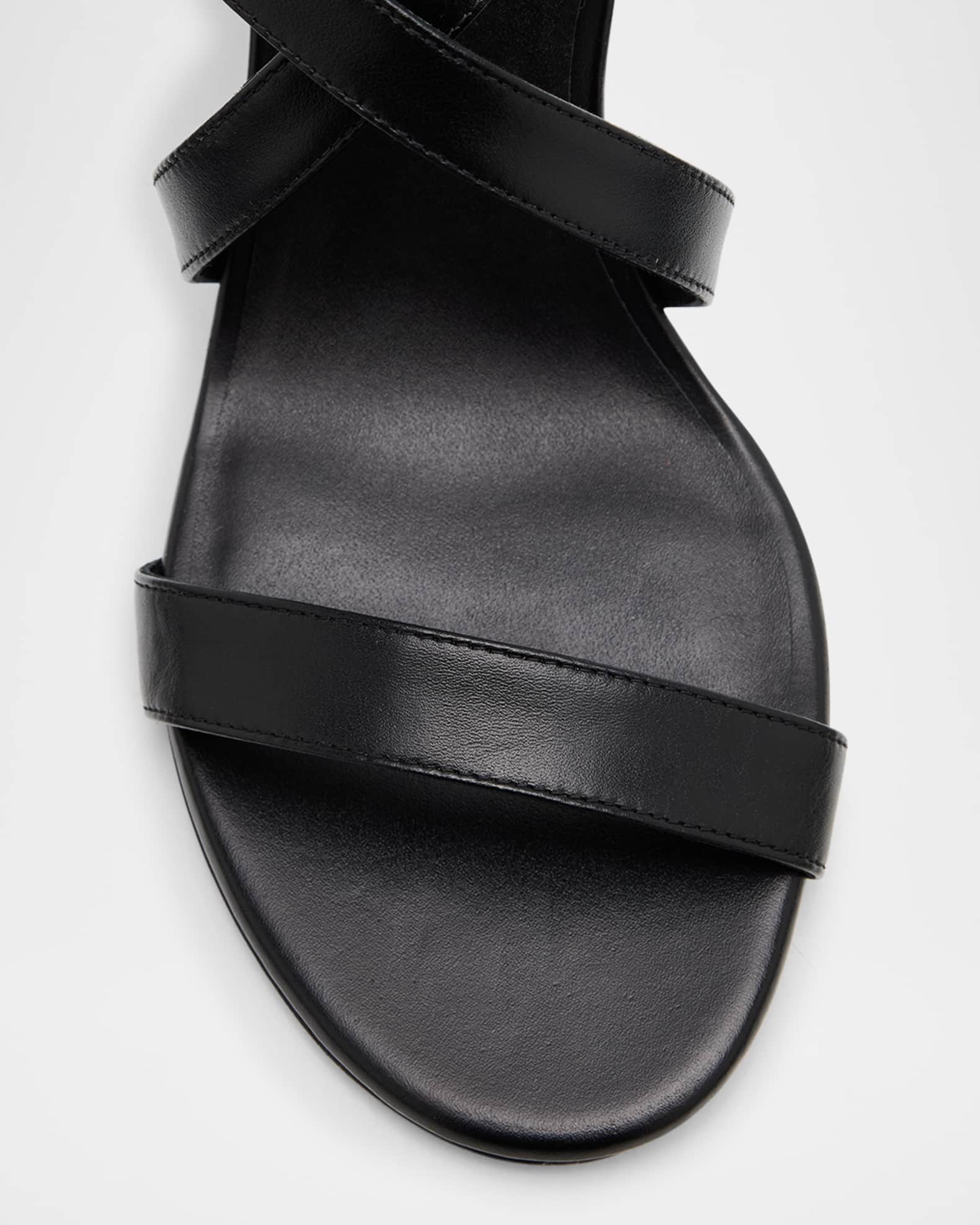 Stuart Weitzman Maven Leather Buckle Strappy Sandals | Neiman Marcus