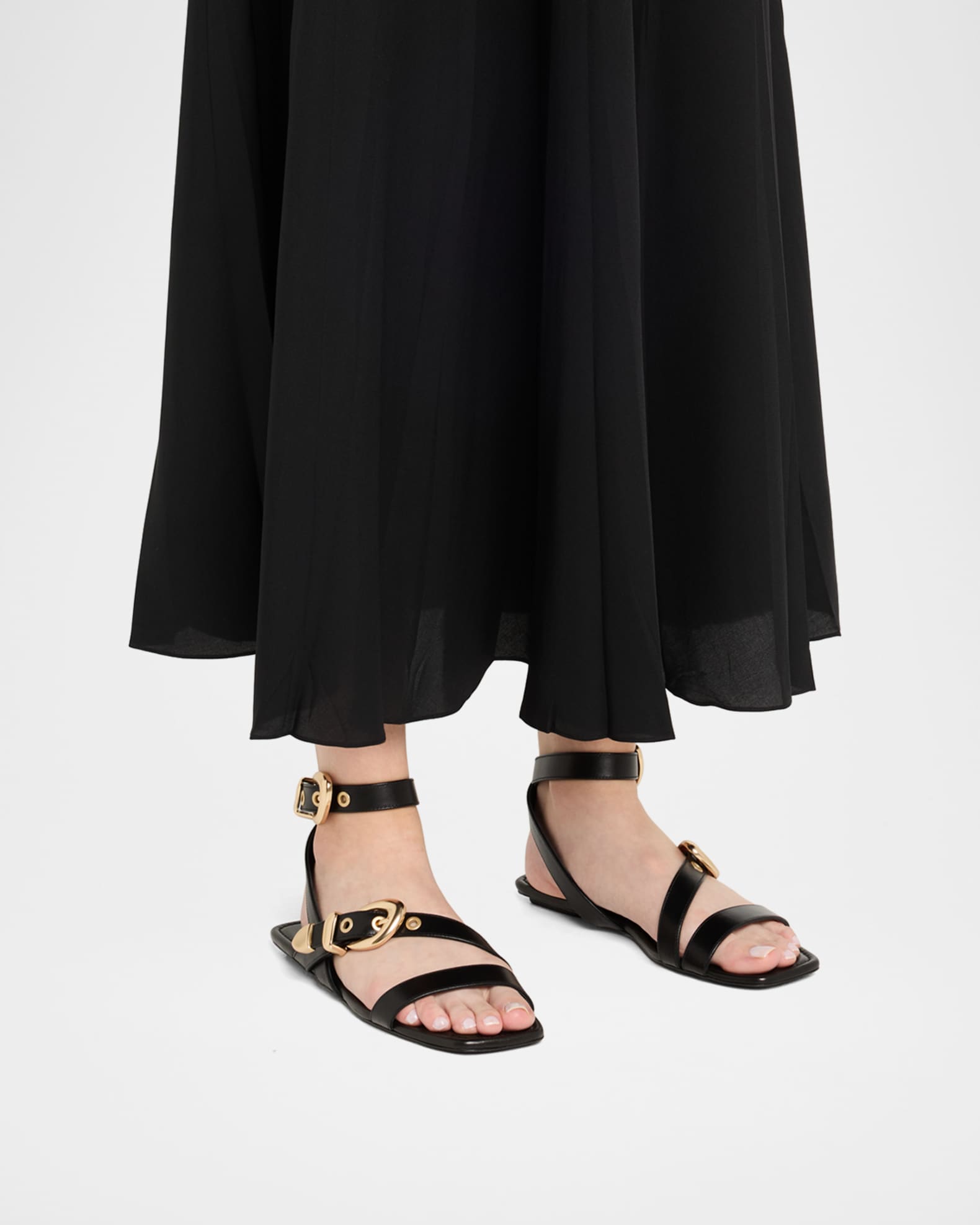 Maven Leather Buckle Flat Sandals 1