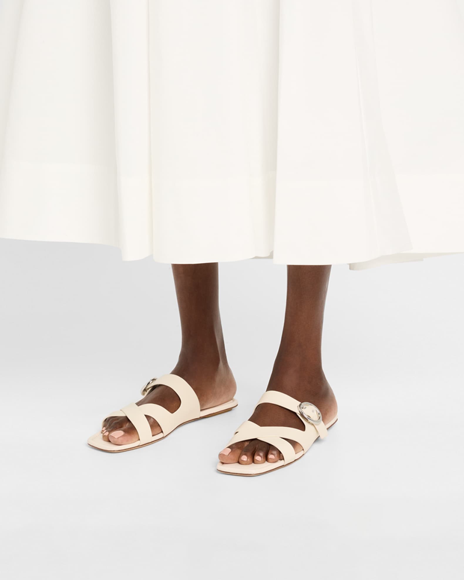 Stuart Weitzman Villa Leather Slide Sandals | Neiman Marcus
