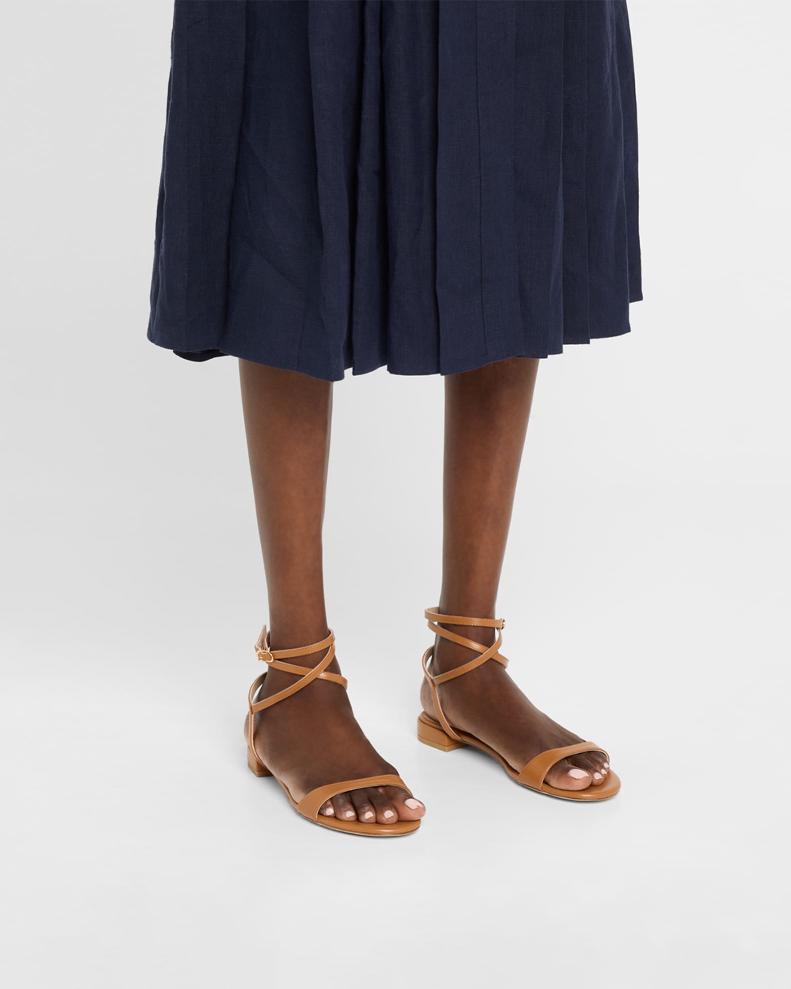 Nudist Leather Ankle-Wrap Sandals 1