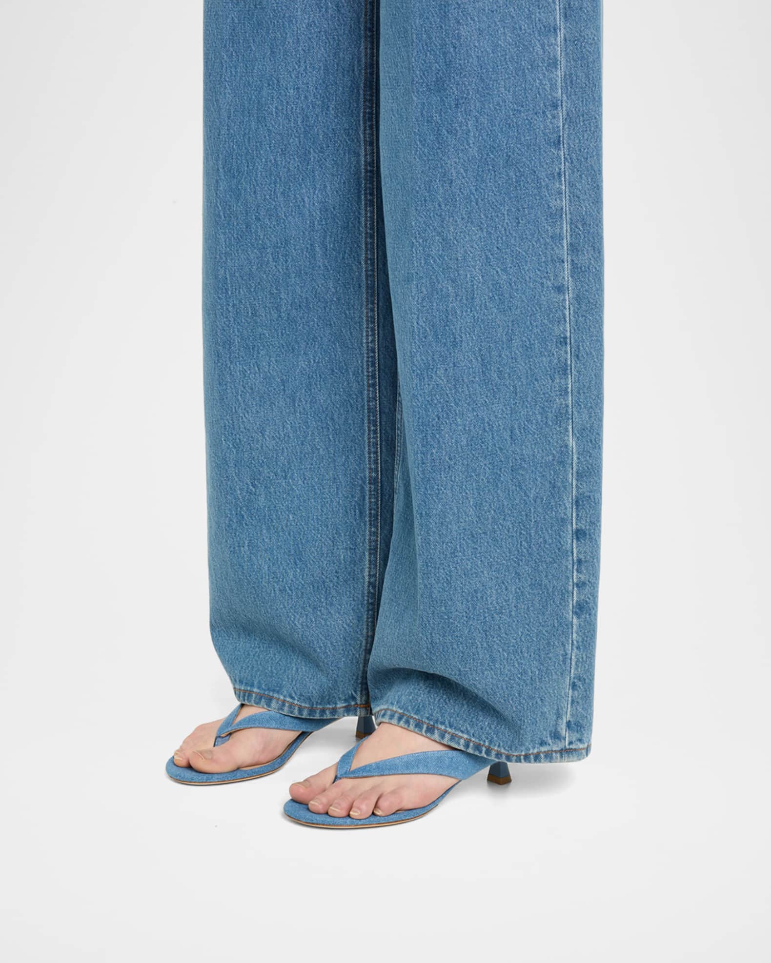 Rio Denim Kitten-Heel Thong Sandals 1