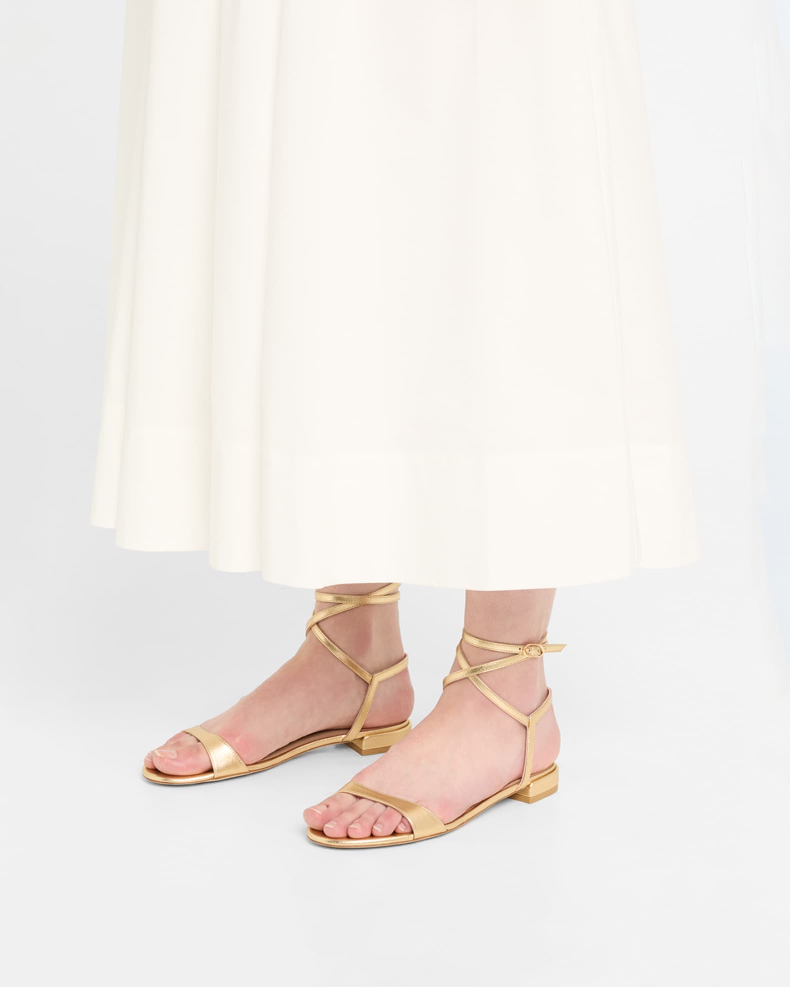 Nudist Metallic Ankle-Wrap Sandals 1