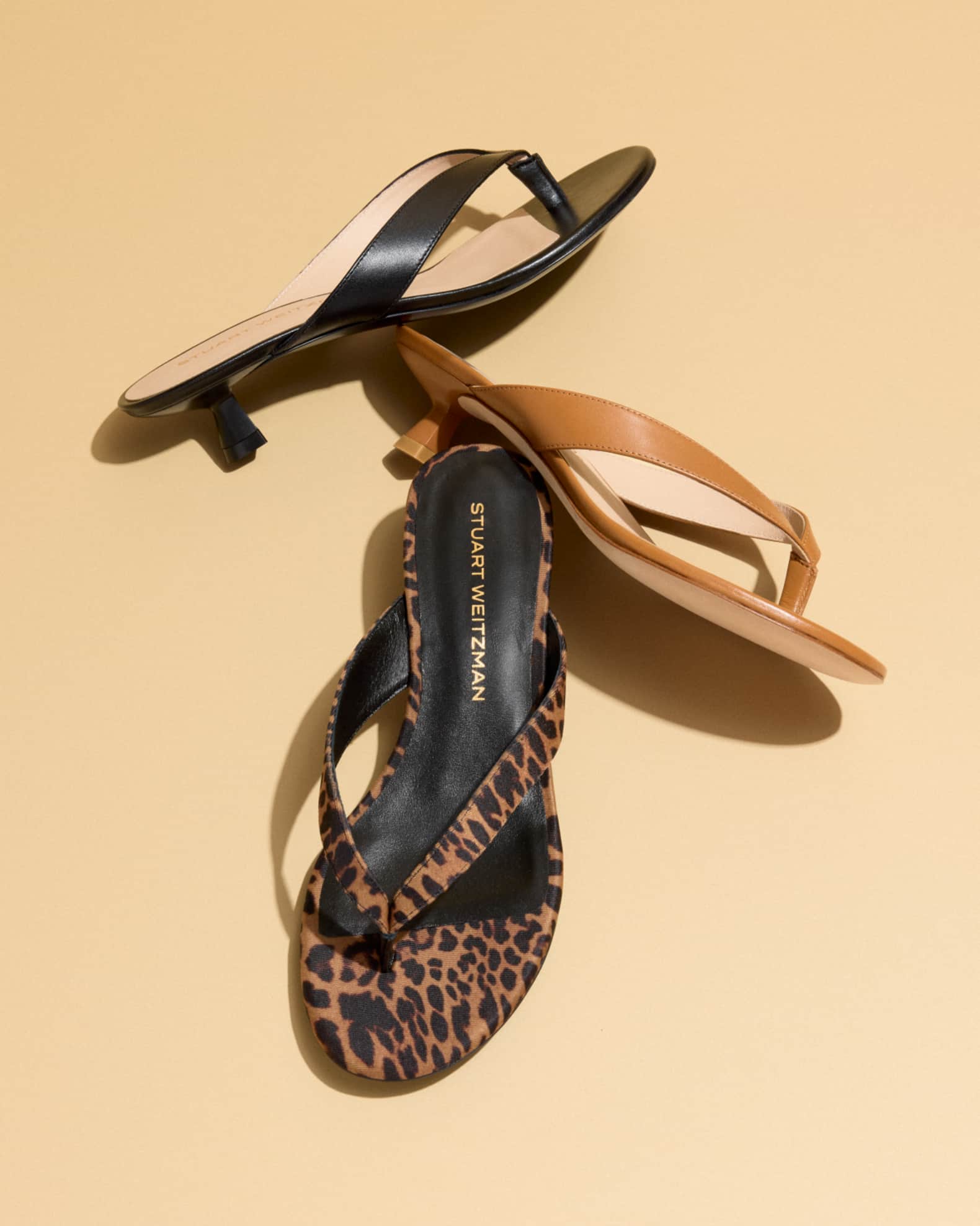 Stuart Weitzman Rio Leopard-Print Nylon Kitten-Heel Thong