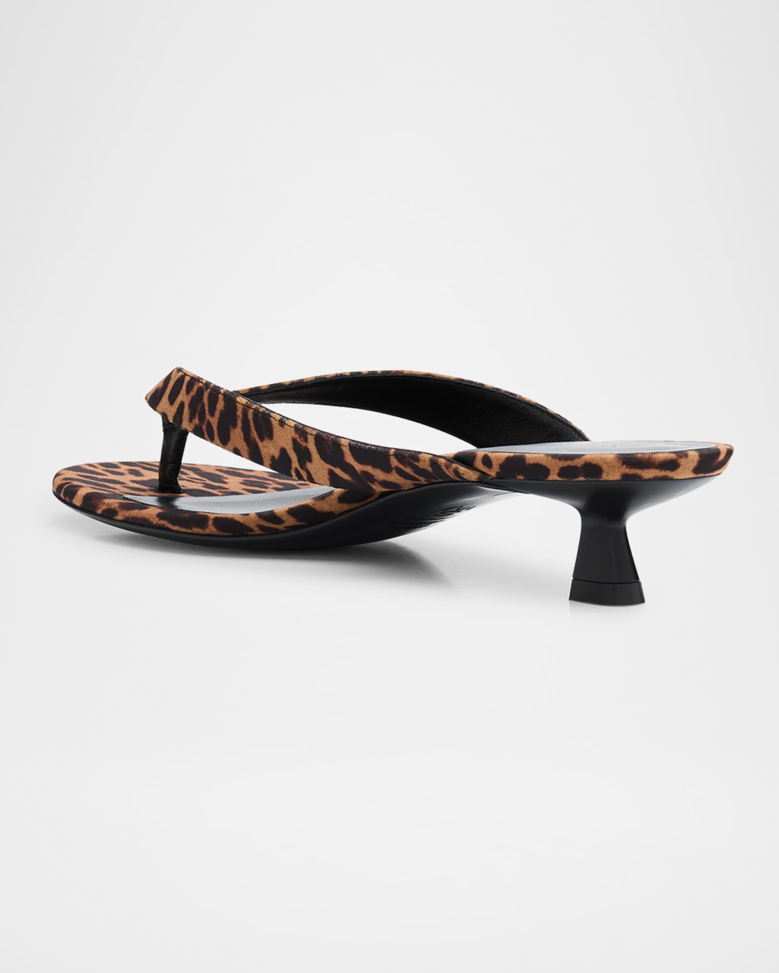 Stuart Weitzman Rio Leopard-Print Nylon Kitten-Heel Thong Sandals