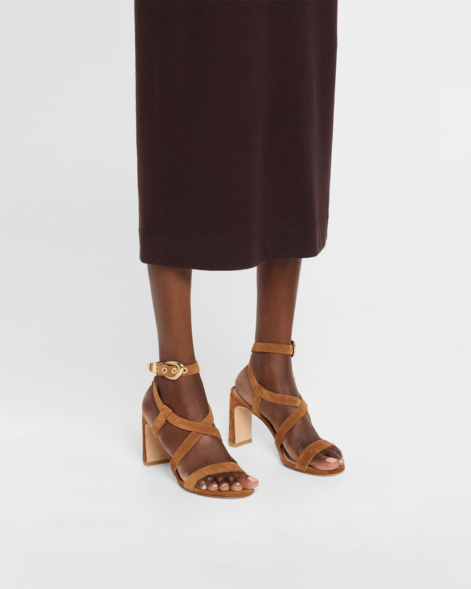 Maven Suede Buckle Block-Heel Sandals 1