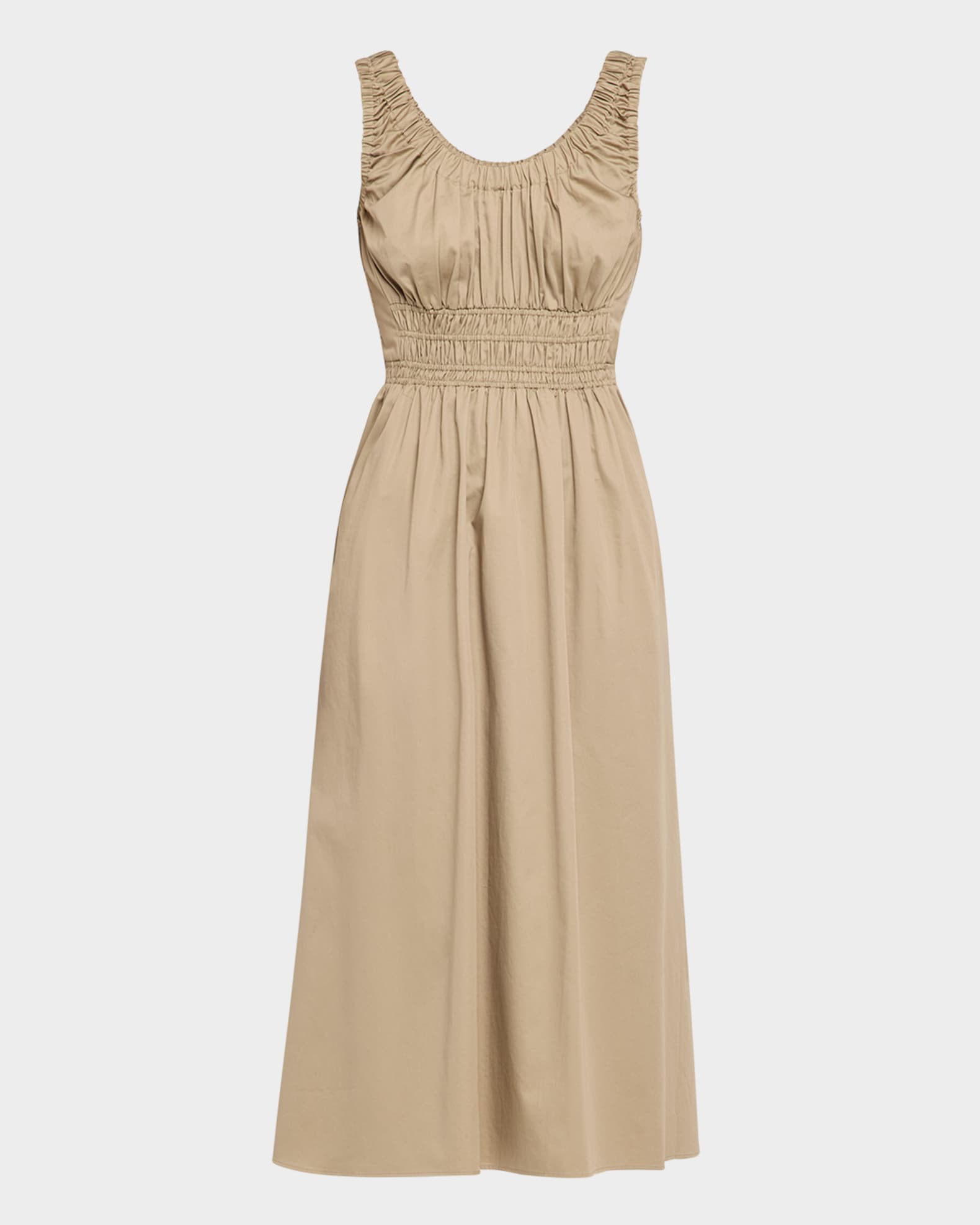 Anouk Embroidered Shirred Cotton Midi Dress 0