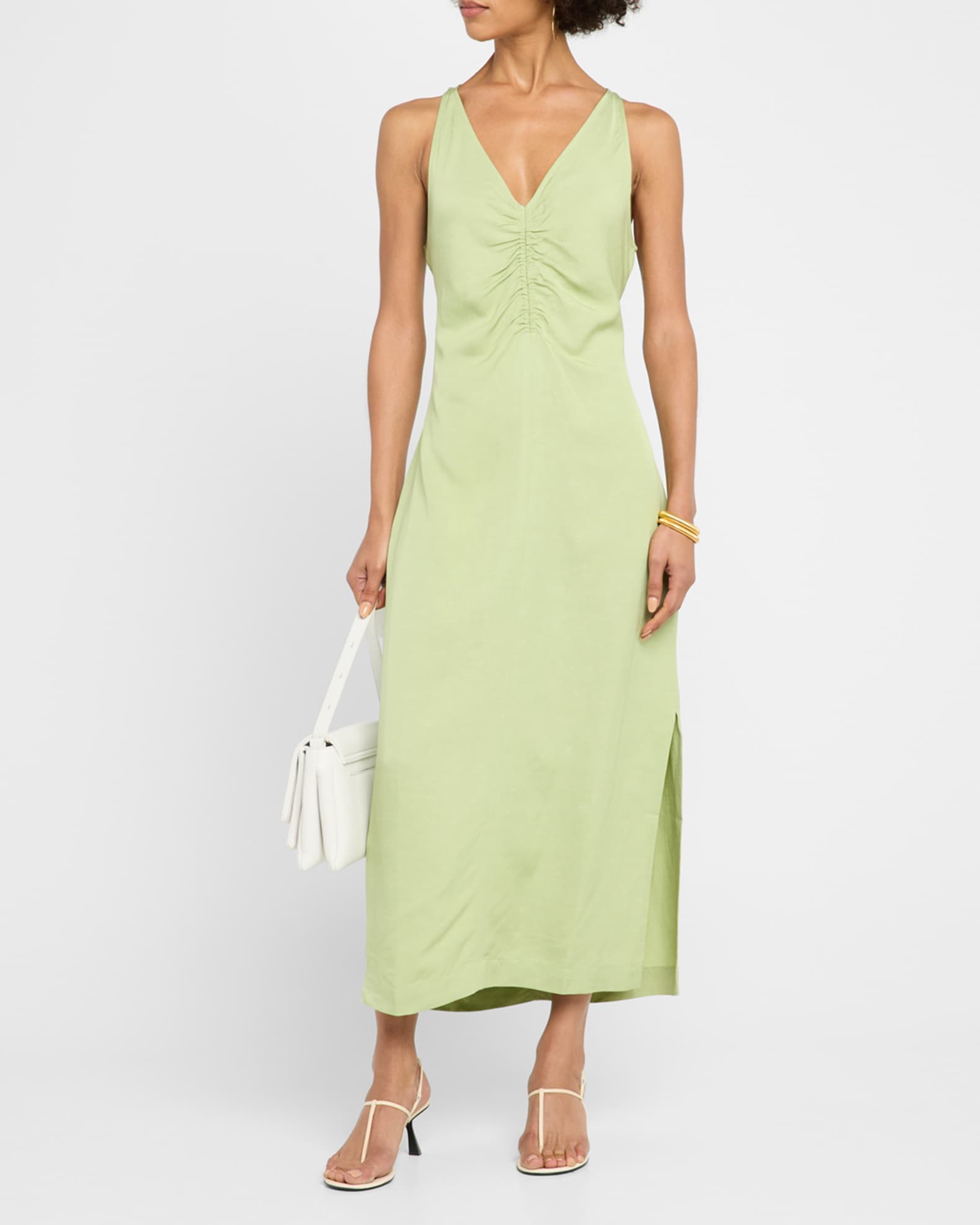 Pari Sleeveless Ruched Midi Dress | Neiman Marcus