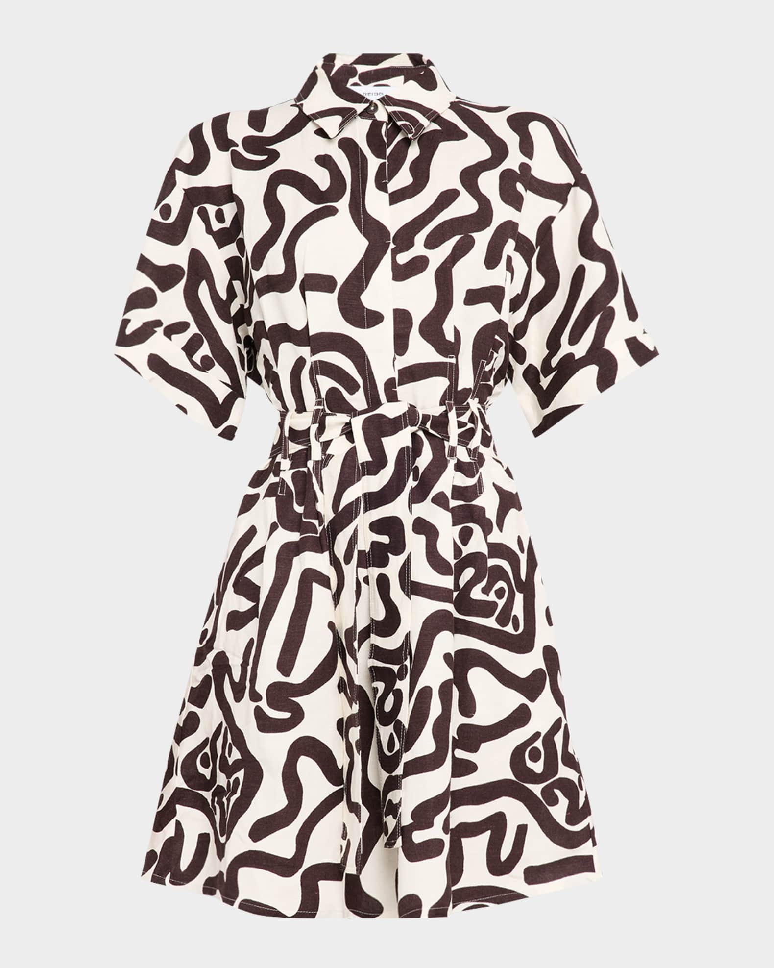 Camelia Printed Short-Sleeve Open-Back Mini Dress 0