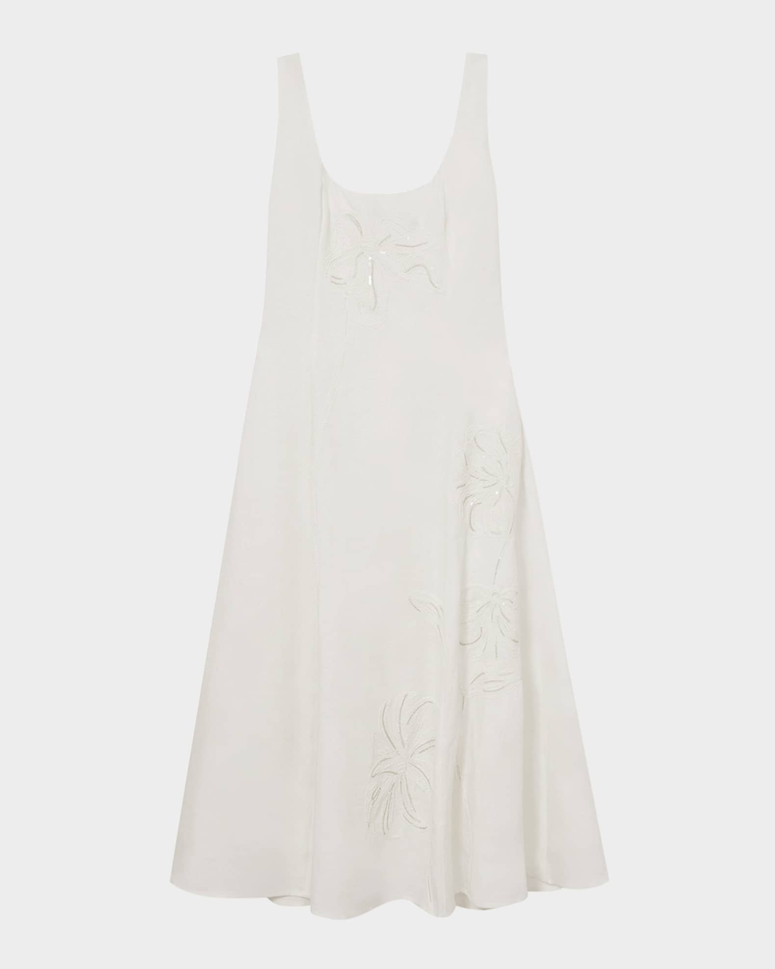 Elise Beaded Floral-Embroidered Midi Dress 0
