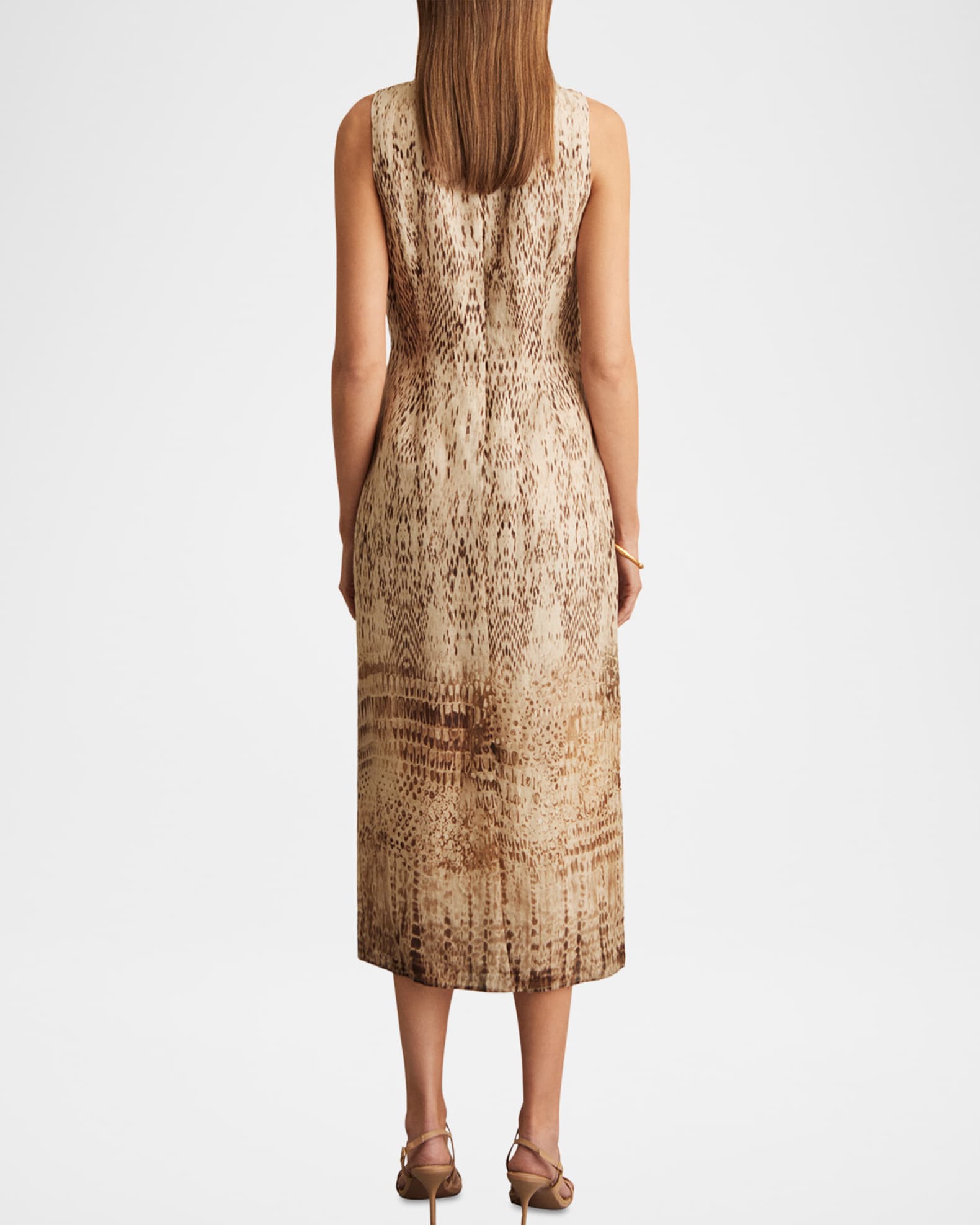 Reiss Women's Presley Snake Print Midi-Dress - Size 4 Neutral
