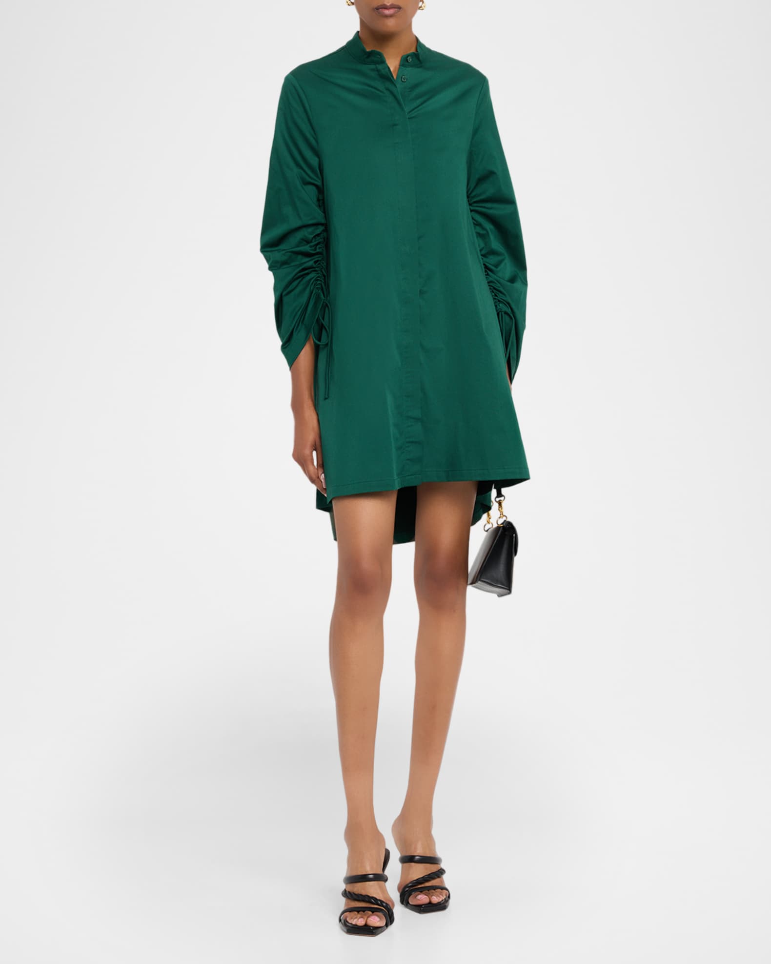 【海外限定】REISSワンピース☆Grazi Ruched Shirt Mini Dress, Reiss Grazia Band-Collar Cutout Mini Shift Dress | Neiman Marcus