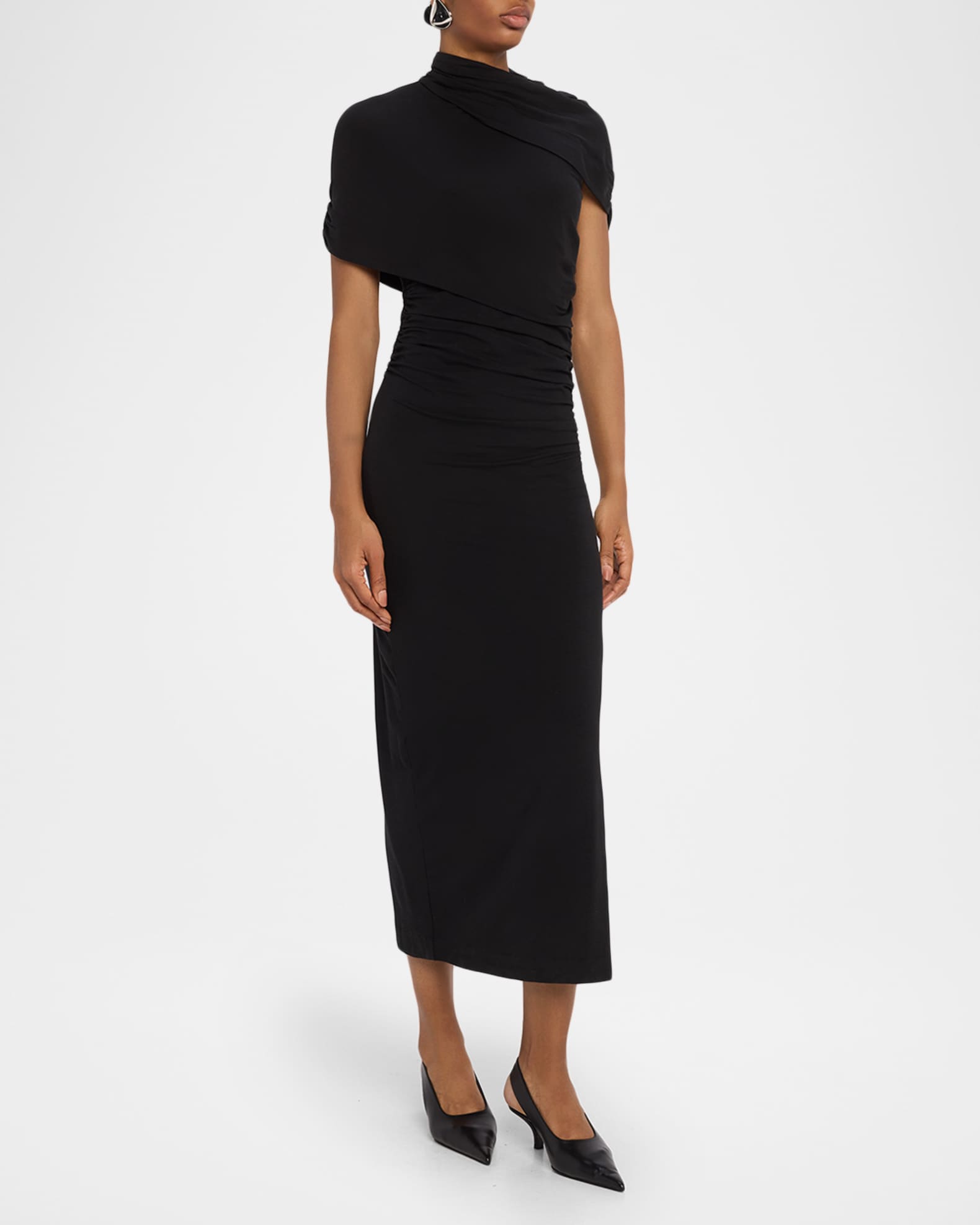 【海外限定】REISSワンピース☆Black Azure Stretch-Lyocell Ruc Buy Reiss Black Azure Stretch Lyocell Ruched Midi Dress from
