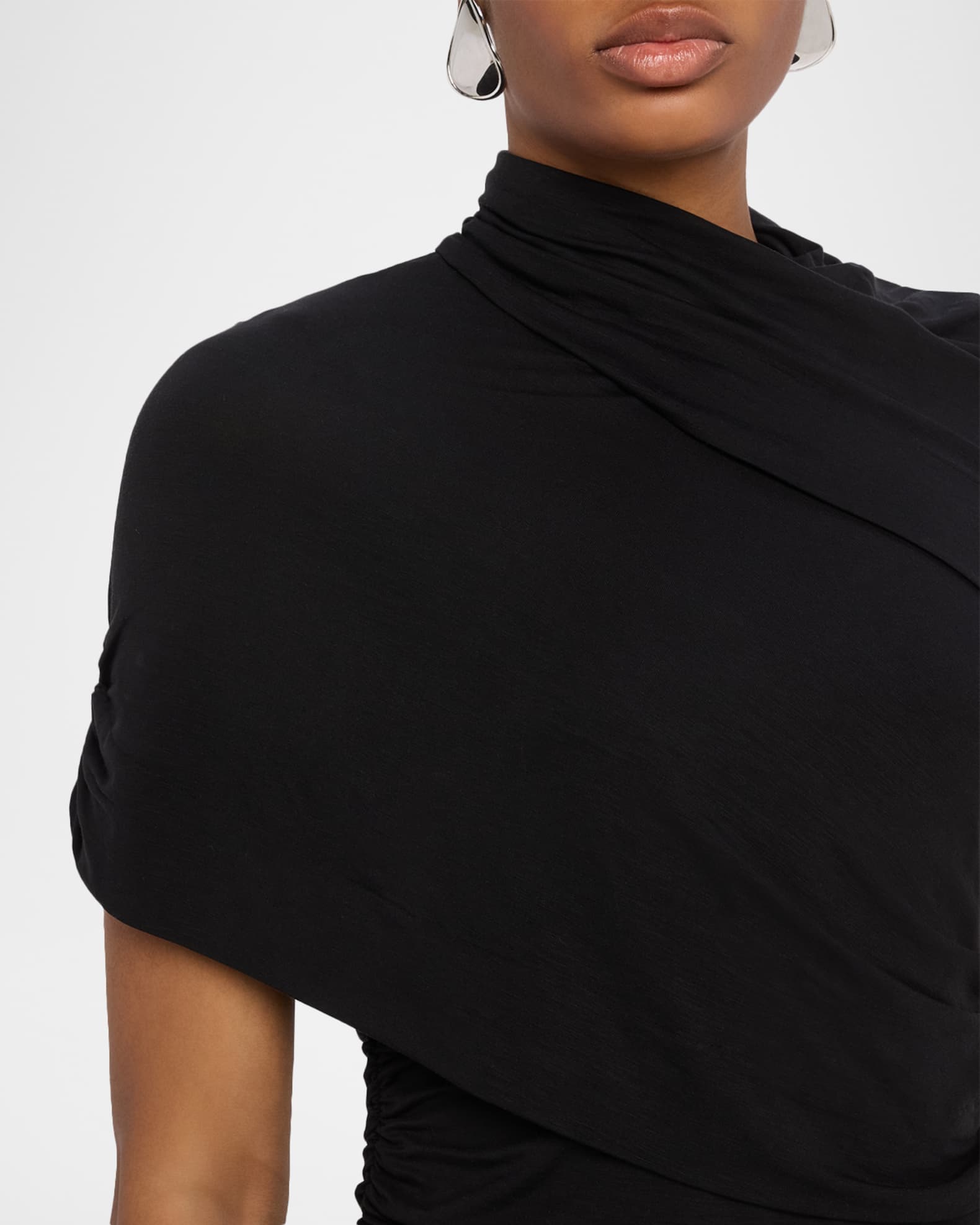 【海外限定】REISSワンピース☆Black Azure Stretch-Lyocell Ruc Buy Reiss Black Azure Stretch Lyocell Ruched Midi Dress from