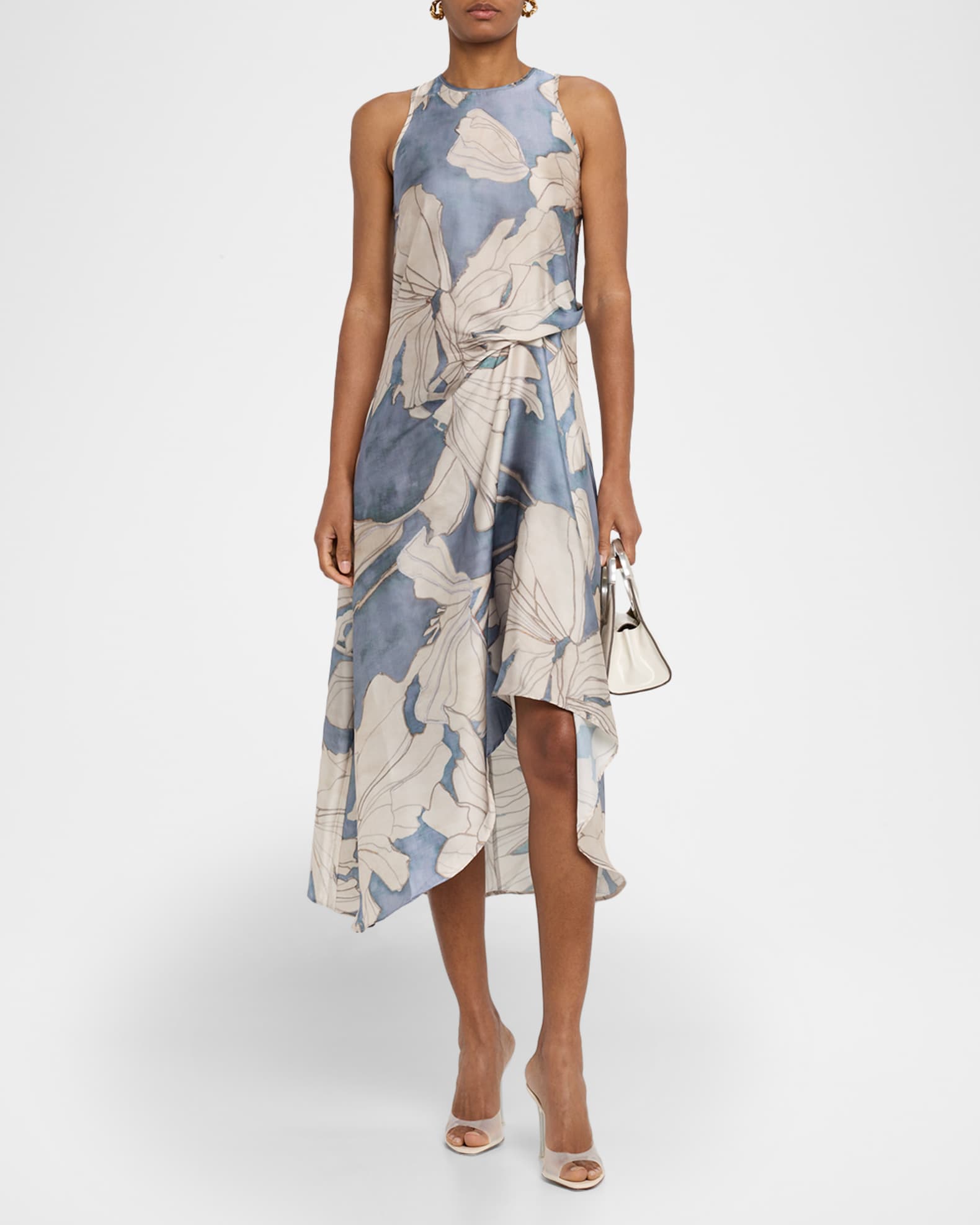 Reiss Mieke High-Low Satin Midi Dress | Neiman Marcus