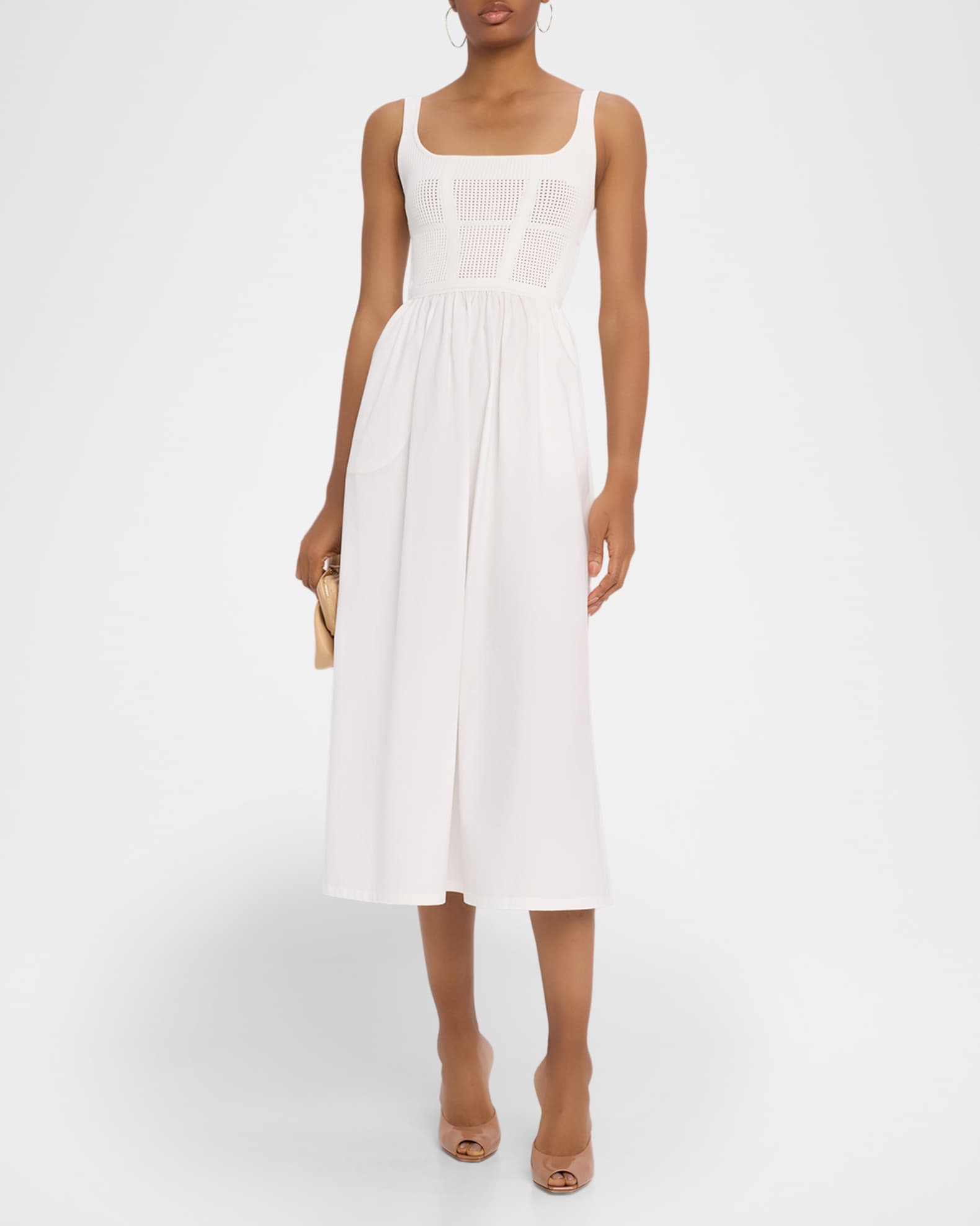 Kori Pointelle Mixed Media Midi Dress 1