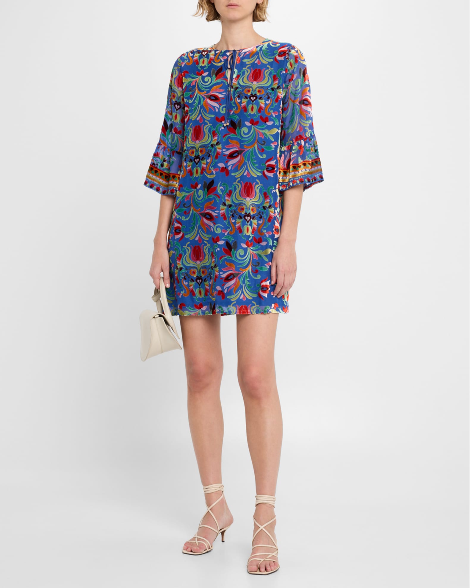 Johnny Was Sofiya Floral Burnout Mini Shift Dress | Neiman Marcus