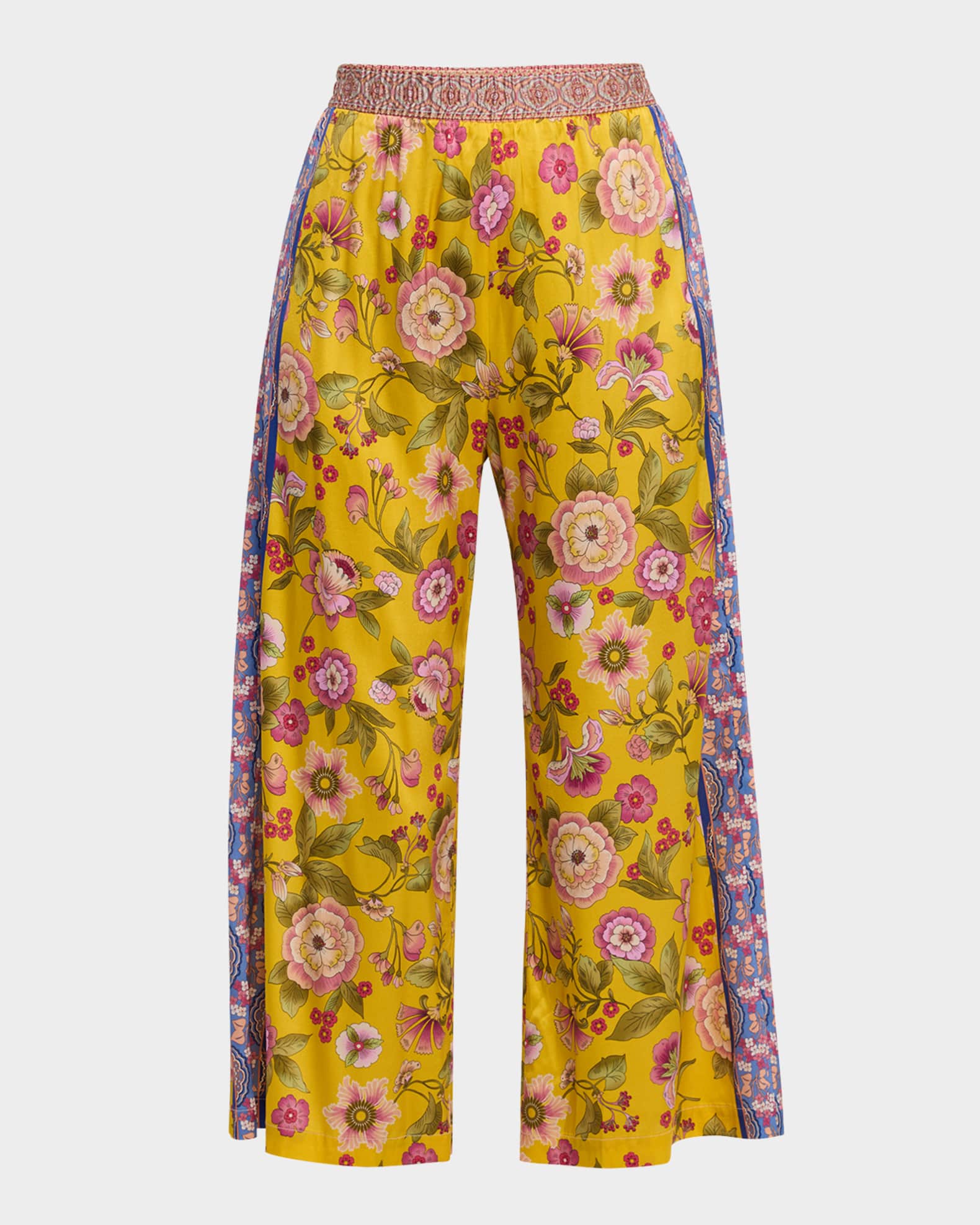 Johnny Was Yasmin Cropped Floral-Print Pants | Neiman Marcus