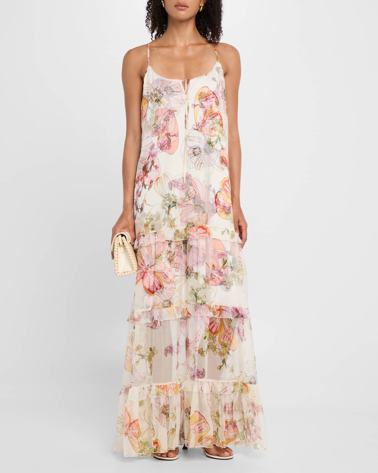 Bailey Tiered Floral-Print Chiffon Maxi Dress 1