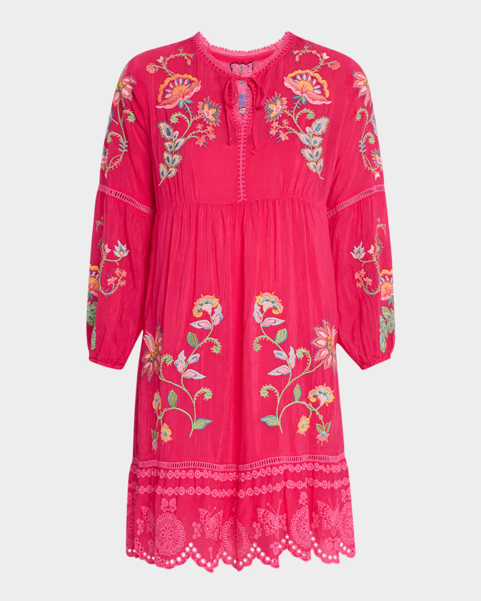 Teyros Scalloped Floral-Embroidered Mini Dress 0