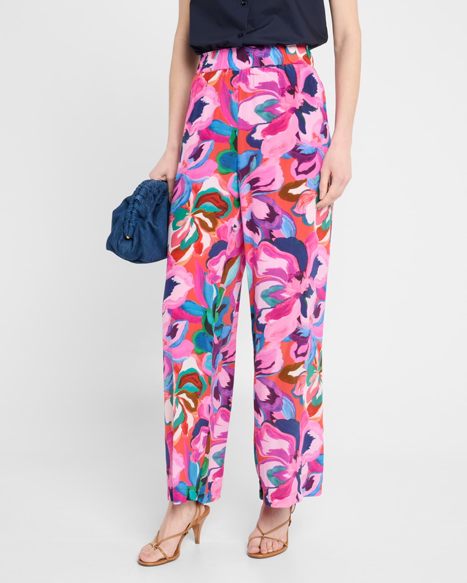 Johnny Was Floral-Print Silk Pants | Neiman Marcus