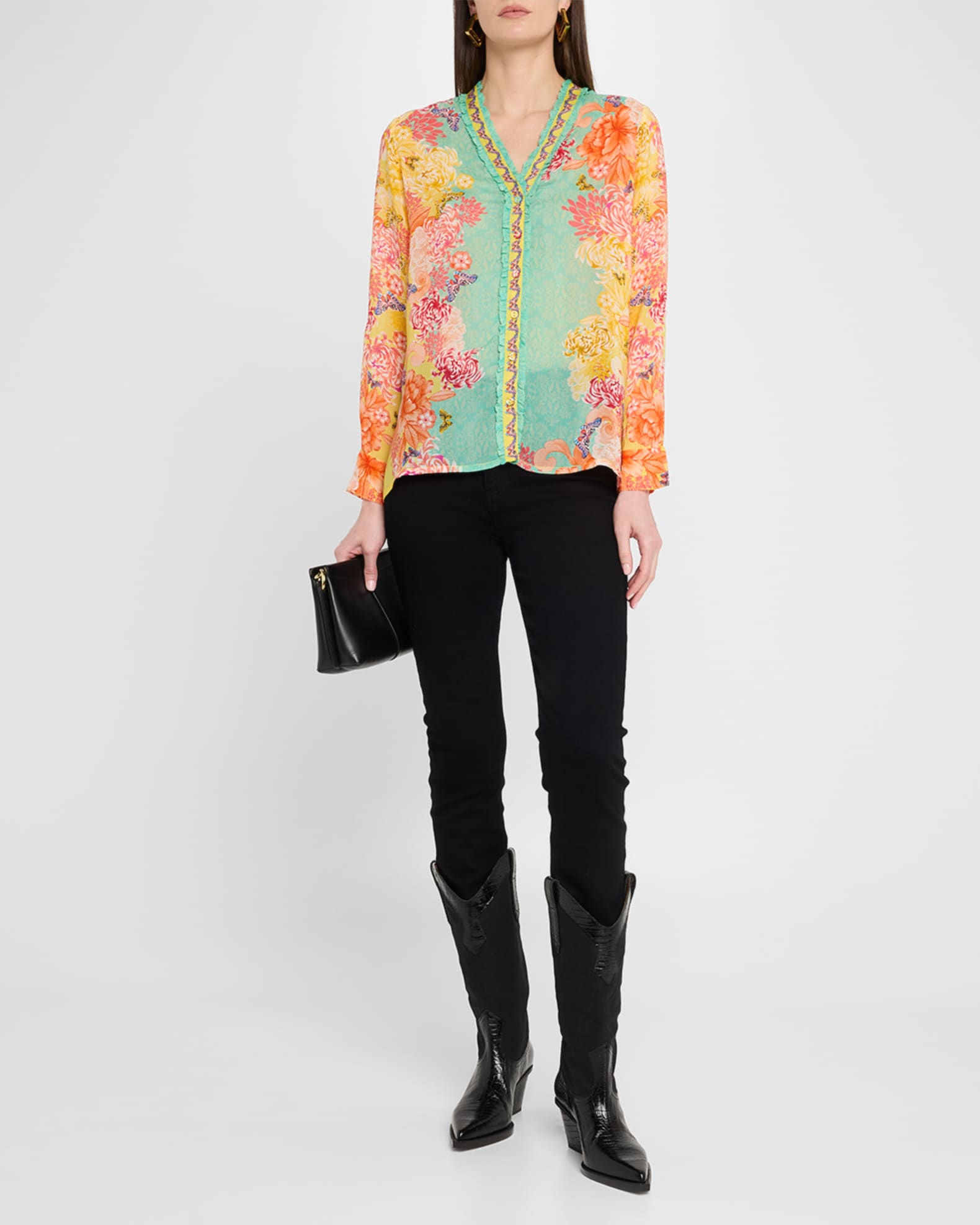 Ara Floral-Print Ruffle Shirt 1