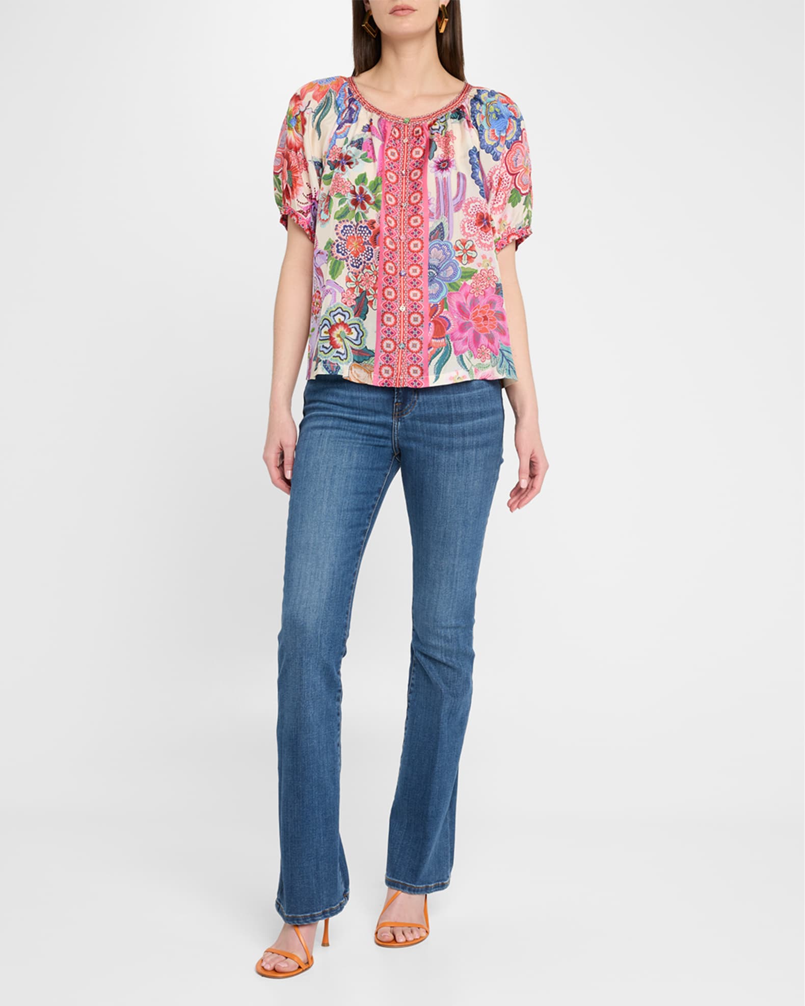 Avah Floral-Print Silk Shirt 1