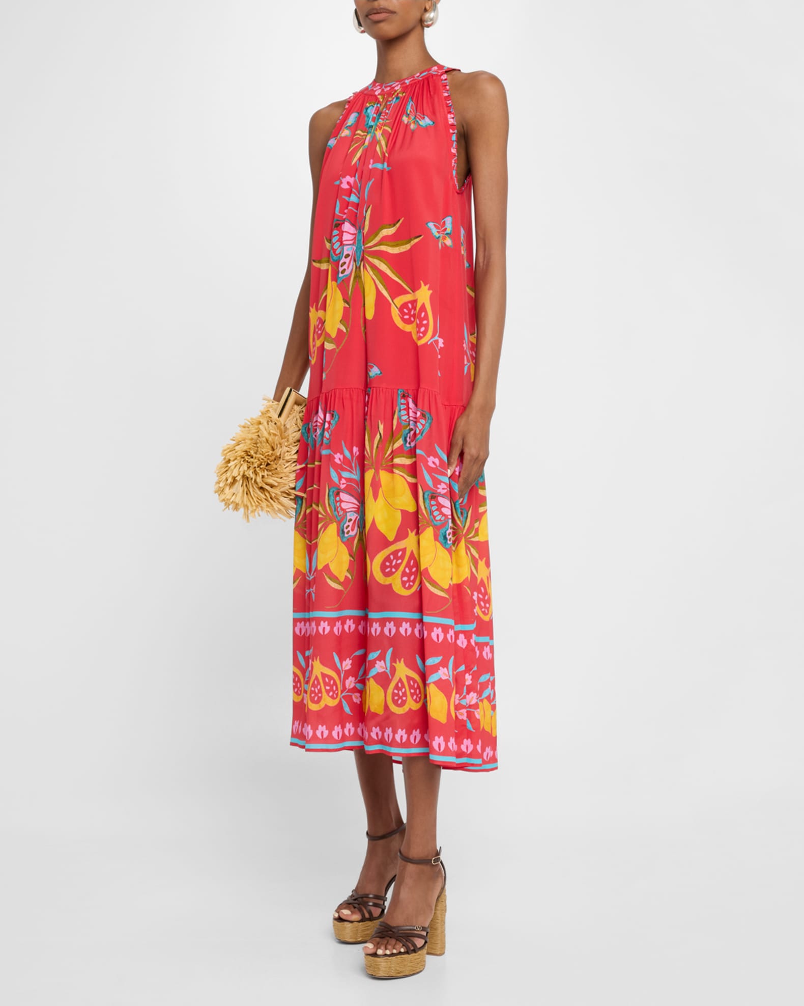 Ruthie Sleeveless Floral-Print Silk Midi Dress 1