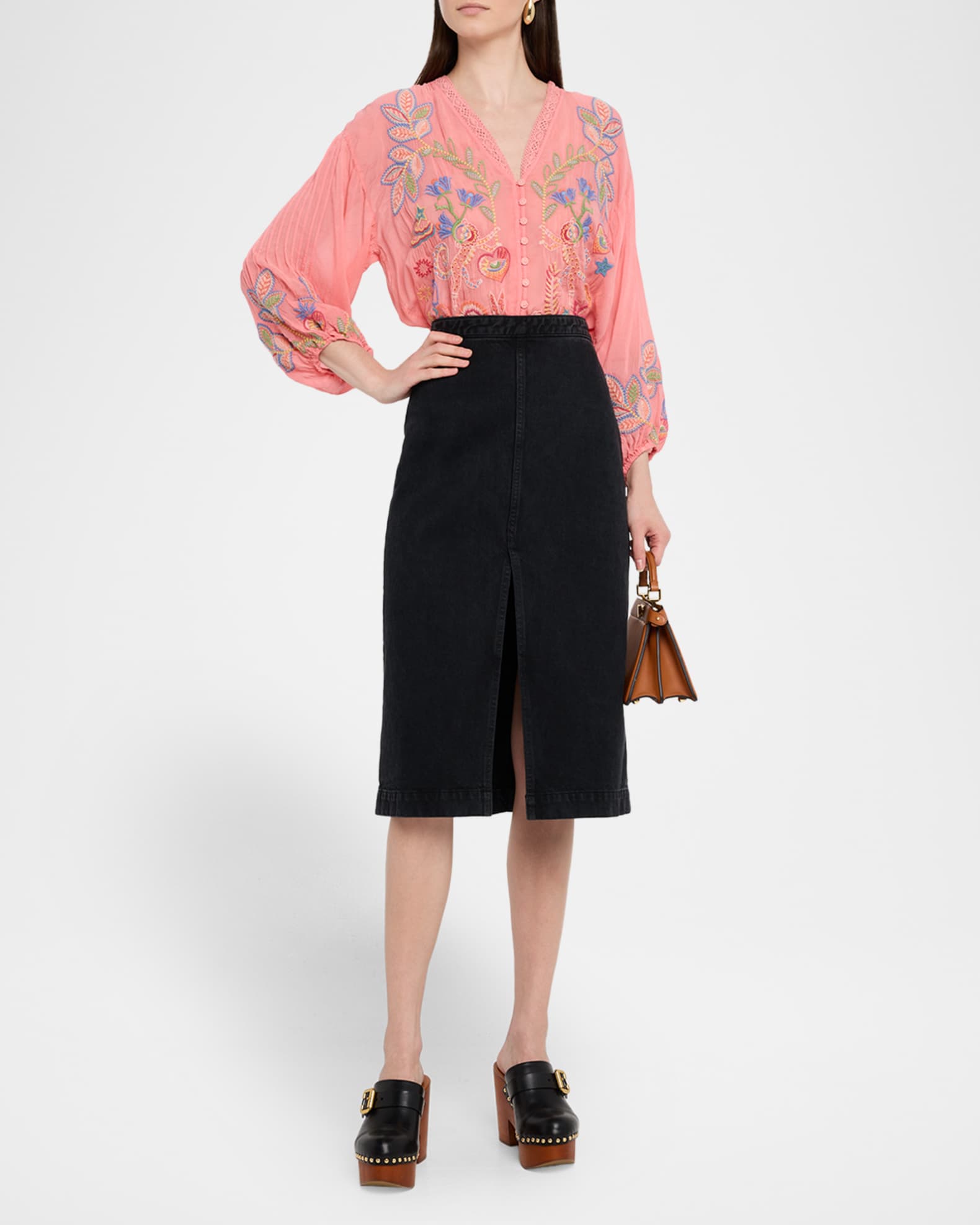 Johnny's - ☆LUNA☆ Johnny Was Luna Embroidered Georgette Shirt | Neiman Marcus