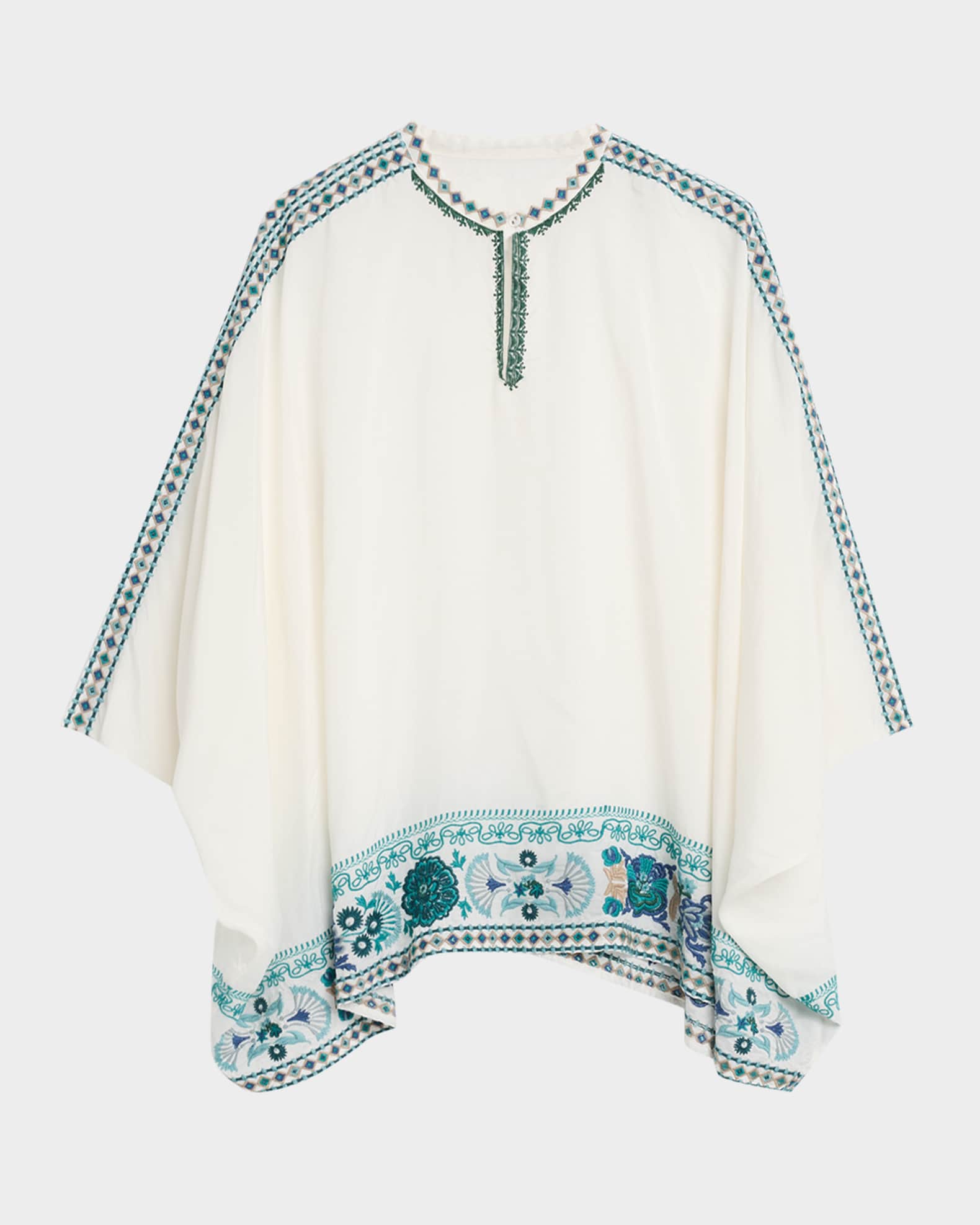 Xanthi Floral & Geometric-Embroidered Poncho 0