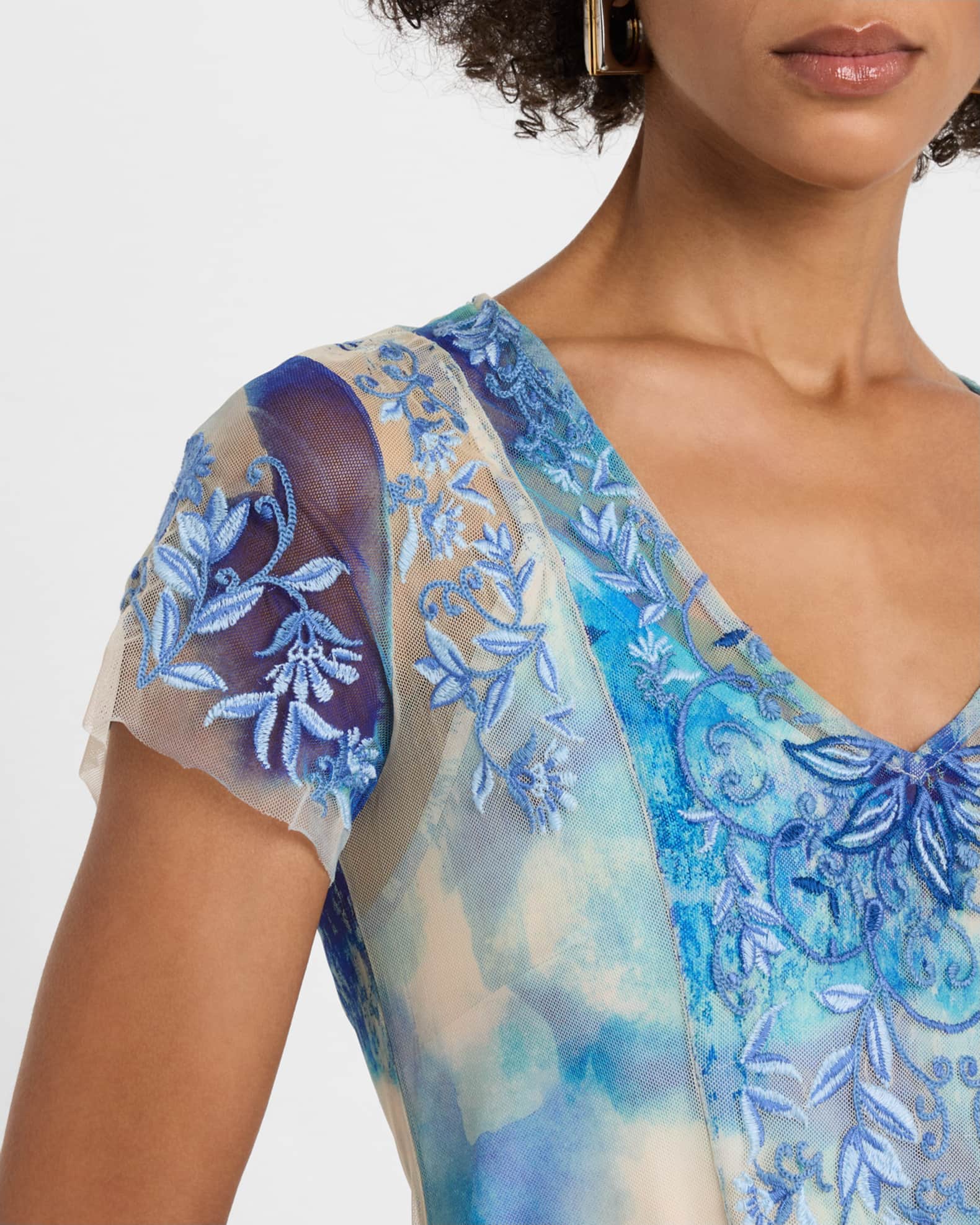 Mzkdieey Women's Summer Floral Embroidered Blouse Vintage