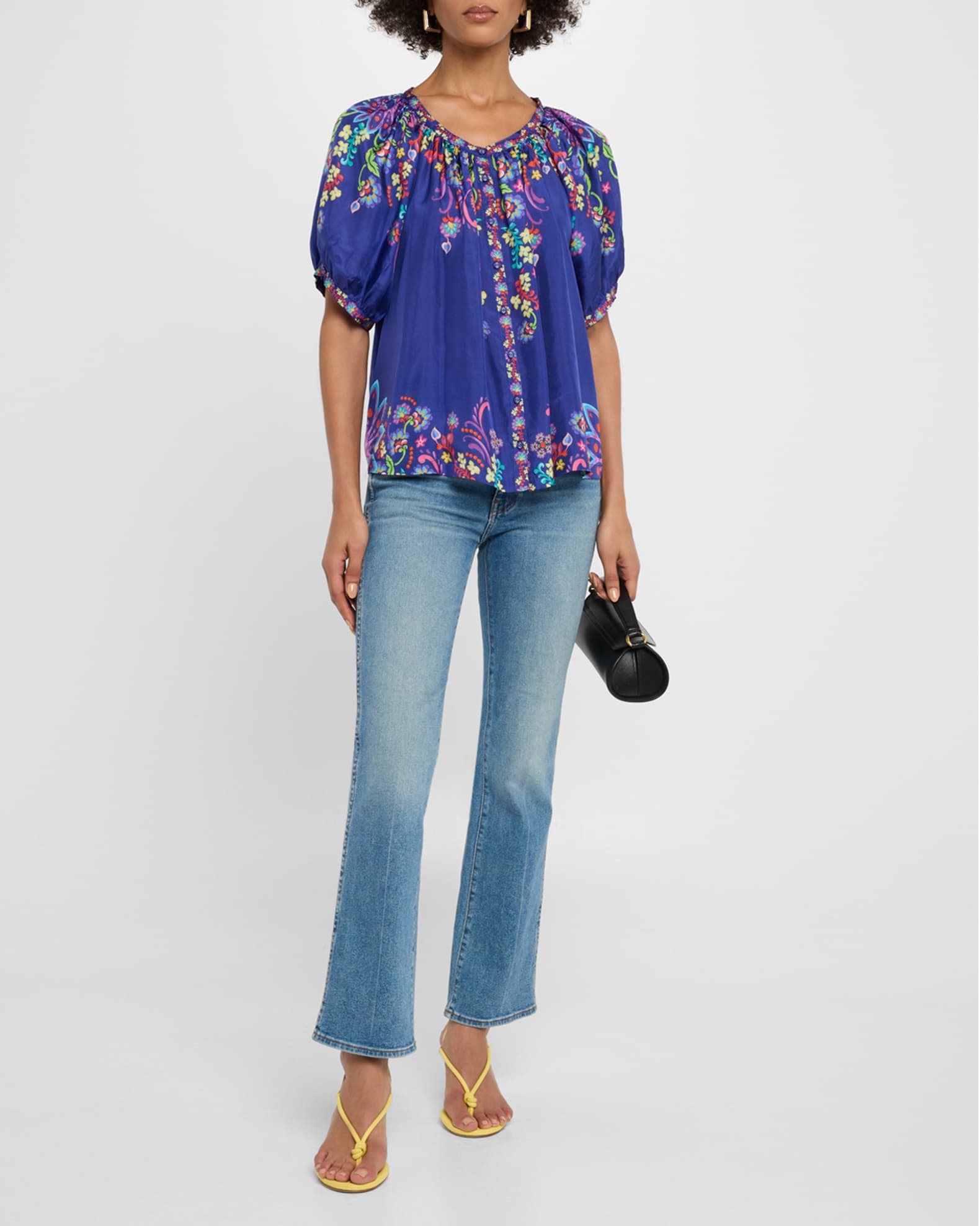 Avah Floral-Print Silk Shirt 1