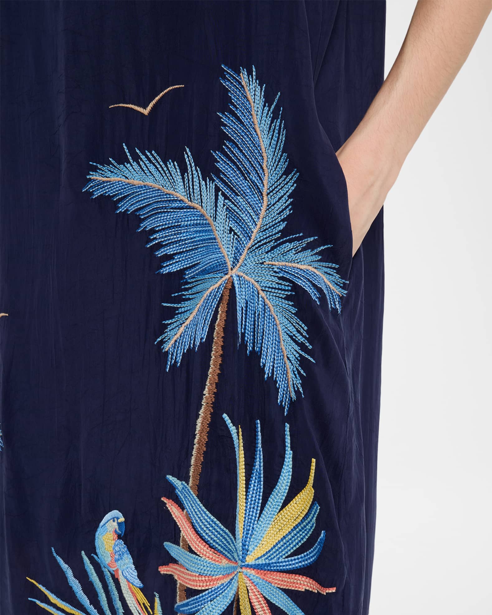 Johnny Was Palm Beach Embroidered Midi Shift Dress | Neiman Marcus