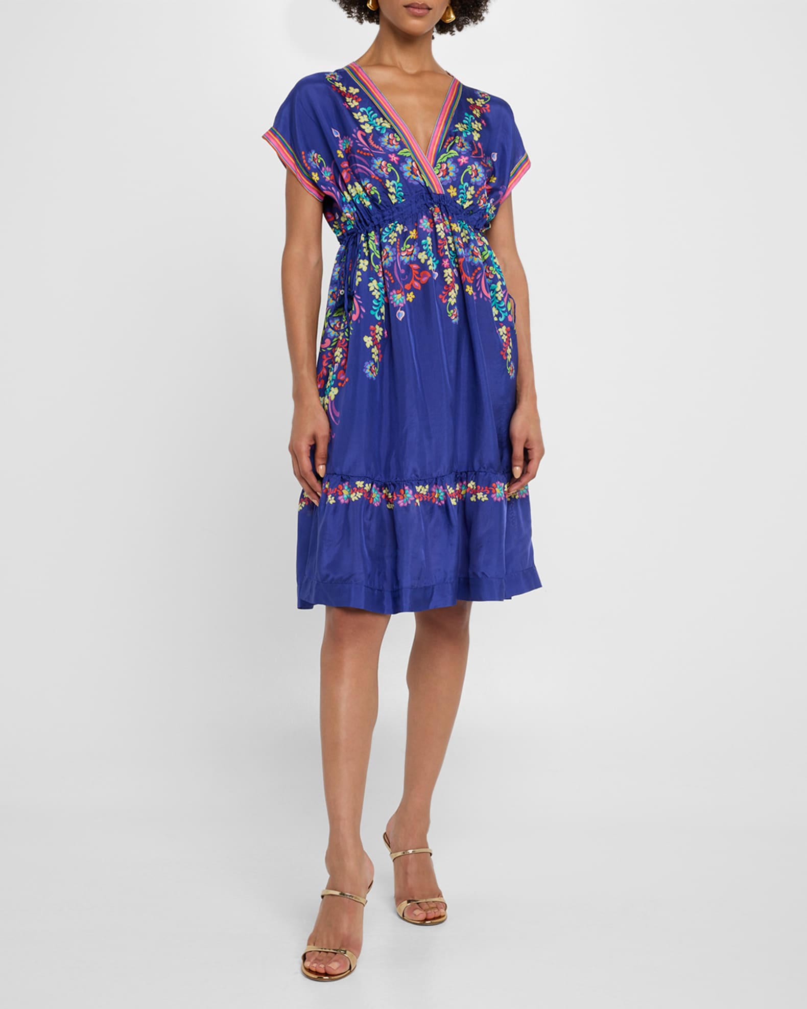Ellis Flounce Floral-Print Silk Midi Dress 1