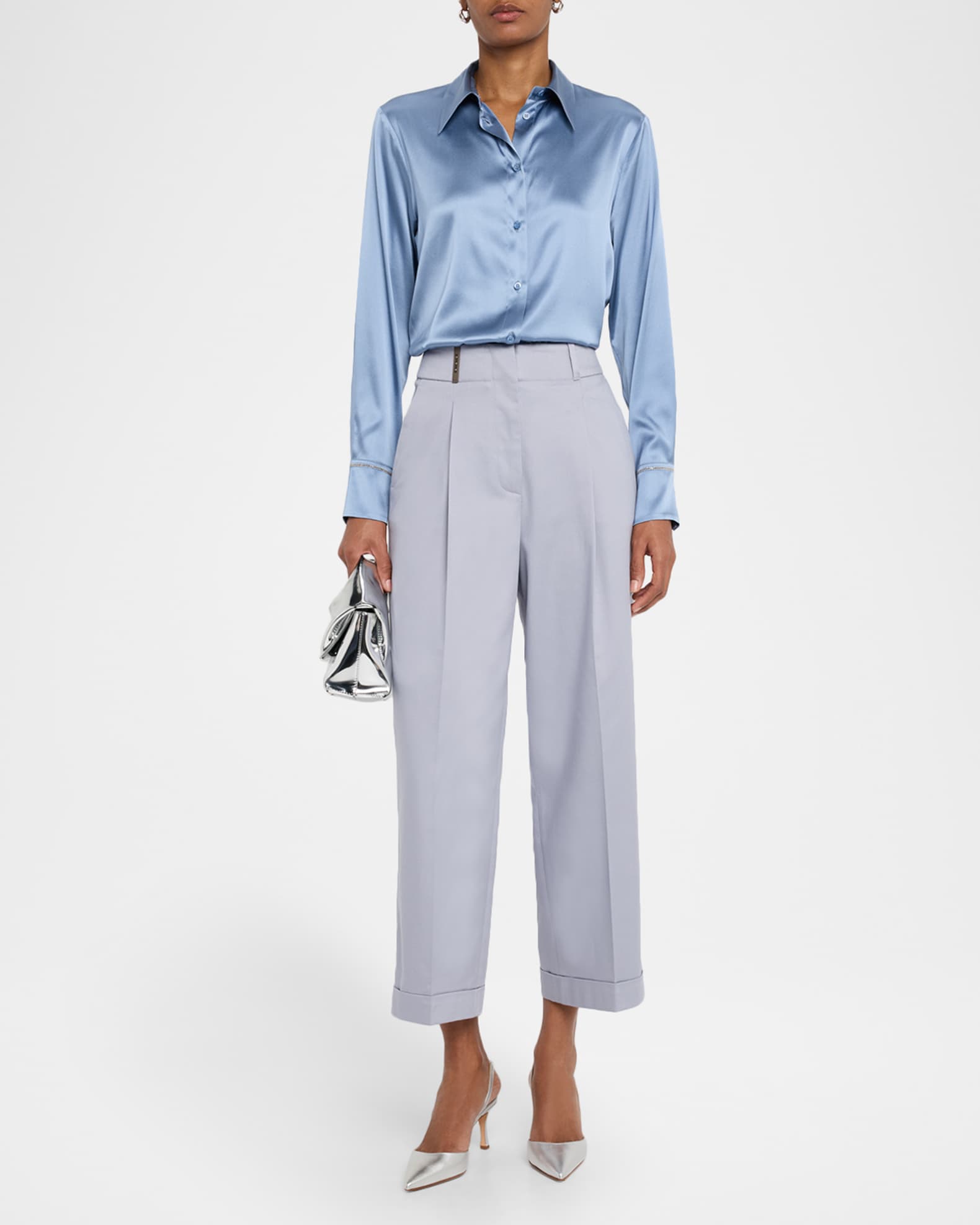High-Rise Cropped Twill Pants 1