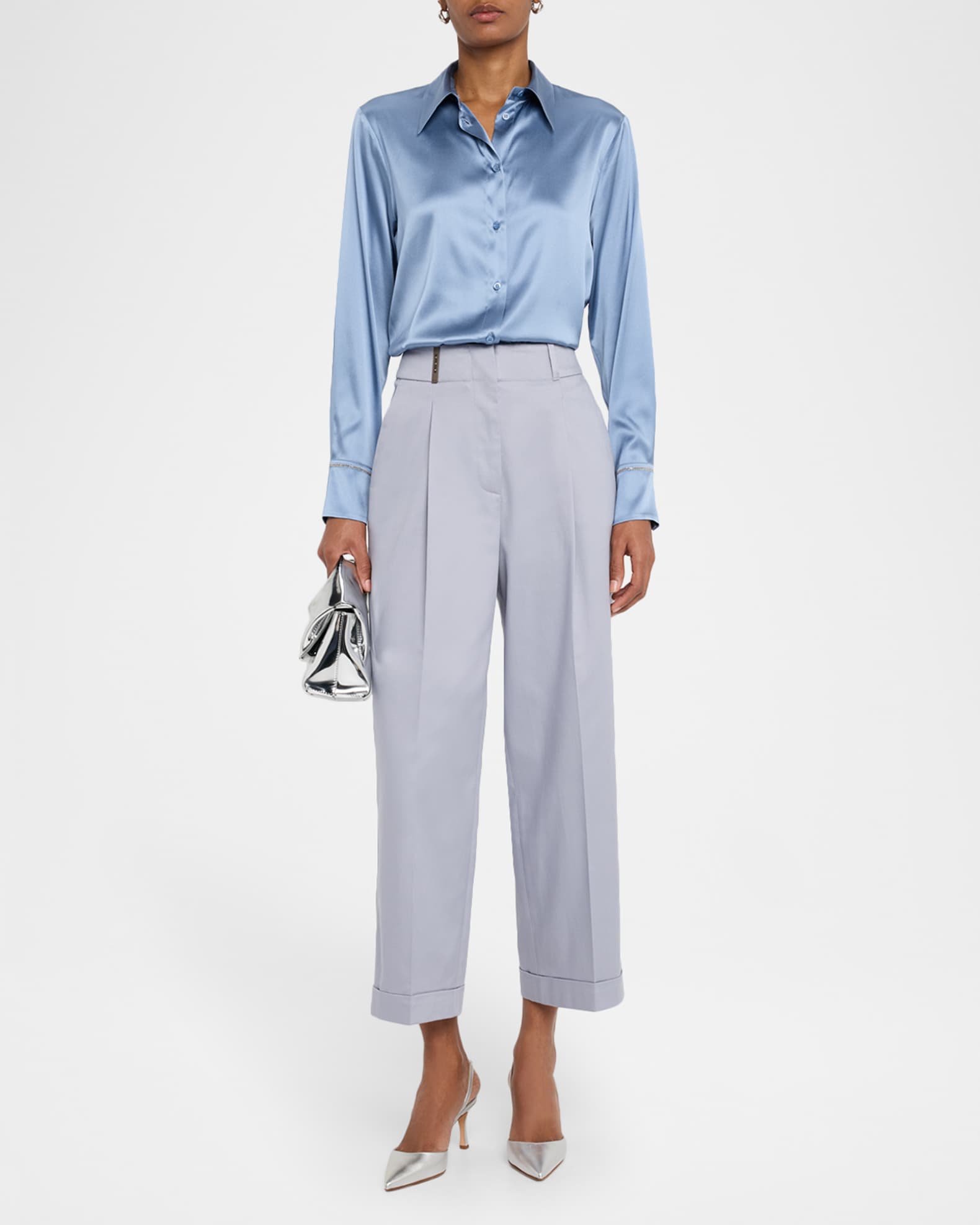 Peserico Punto Luce Silk-Blend Shirt | Neiman Marcus